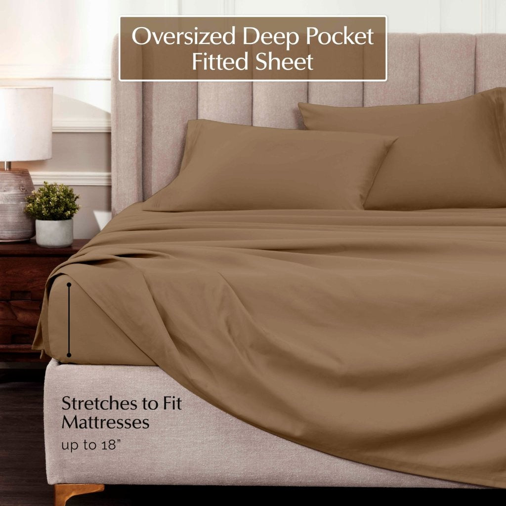 1000 Thread Count Egyptian Cotton Bed Sheet Set Olympic Queen - Omnigoodsstore