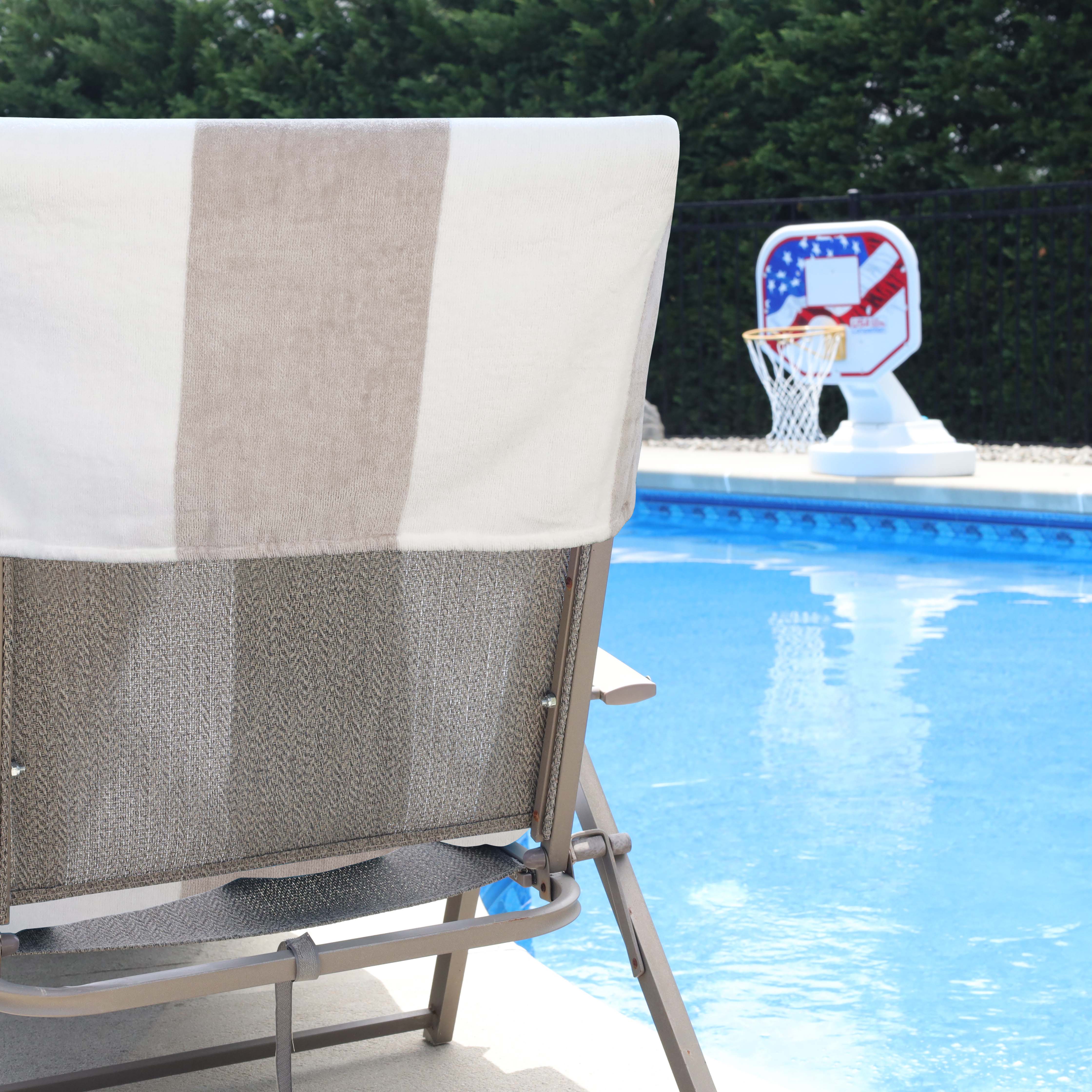 Cotton Standard Size Cabana Stripe Chaise Lounge Chair Cover - Omnigoodsstore