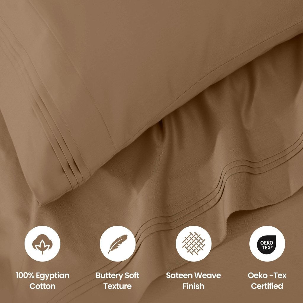 1000 Thread Count Egyptian Cotton Bed Sheet Set Olympic Queen - Omnigoodsstore