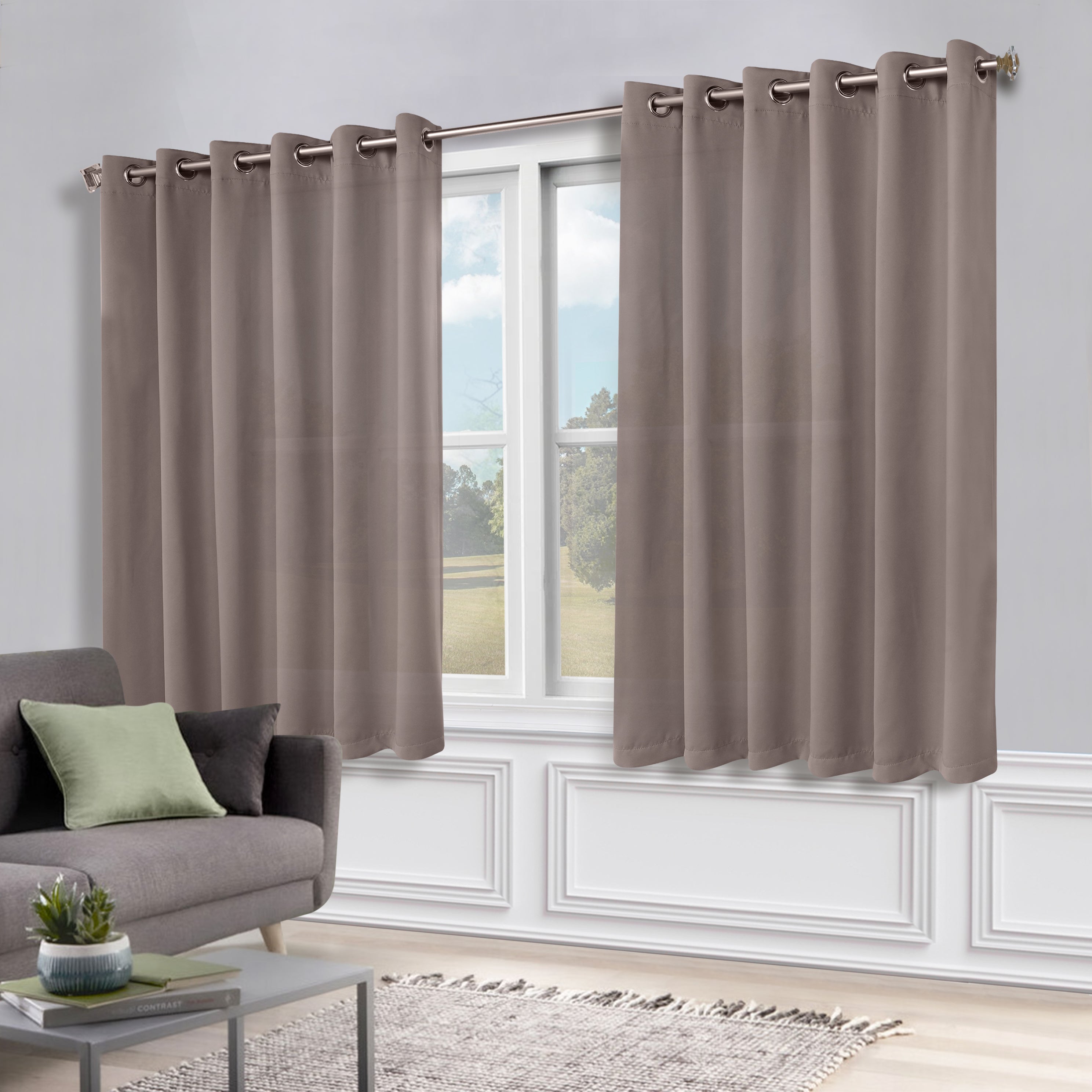 Solid Machine Washable Room Darkening Blackout Curtains, Set of 2 - Omnigoodsstore