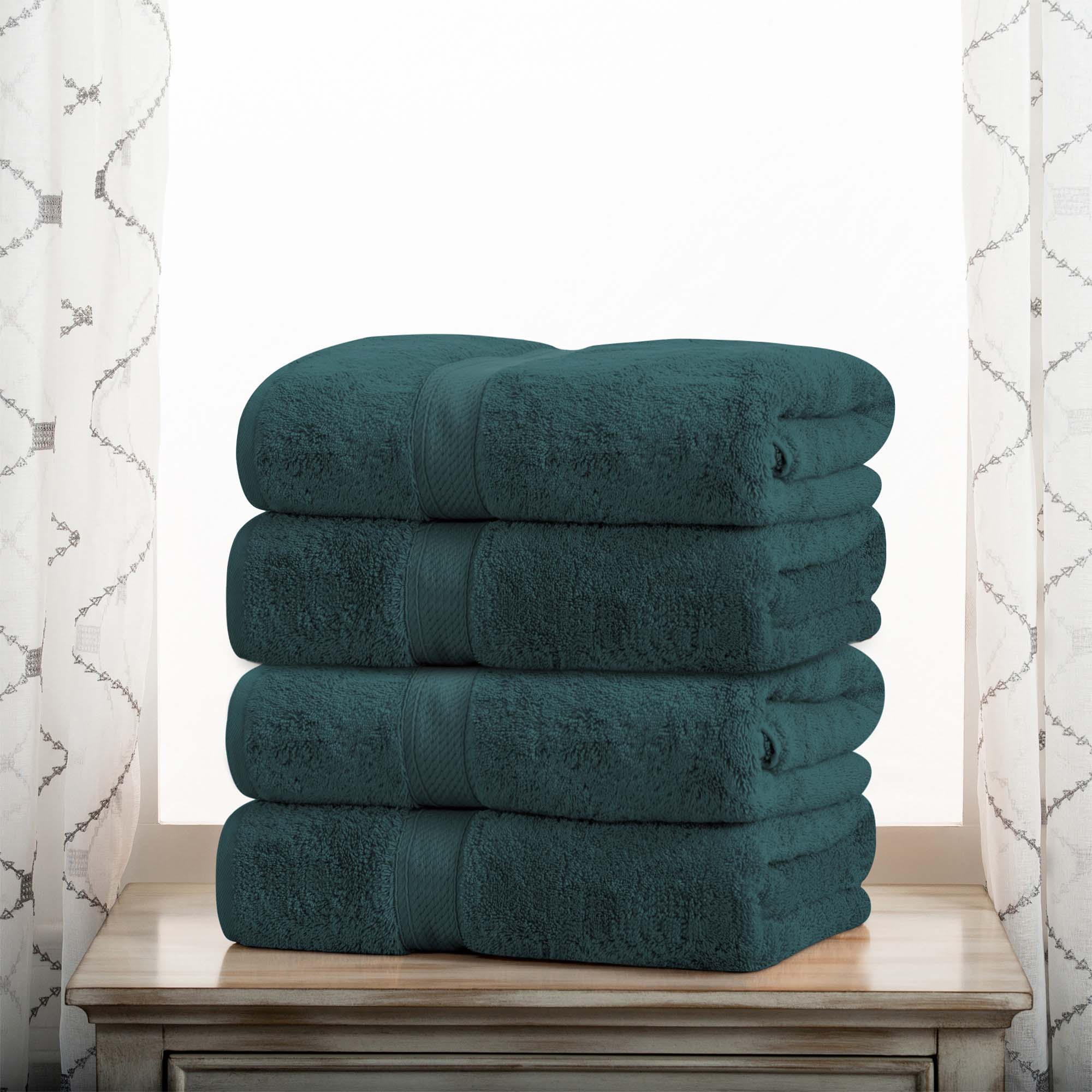 Egyptian Cotton Pile Plush Heavyweight Soft 4 Piece Bath Towel Set - Omnigoodsstore