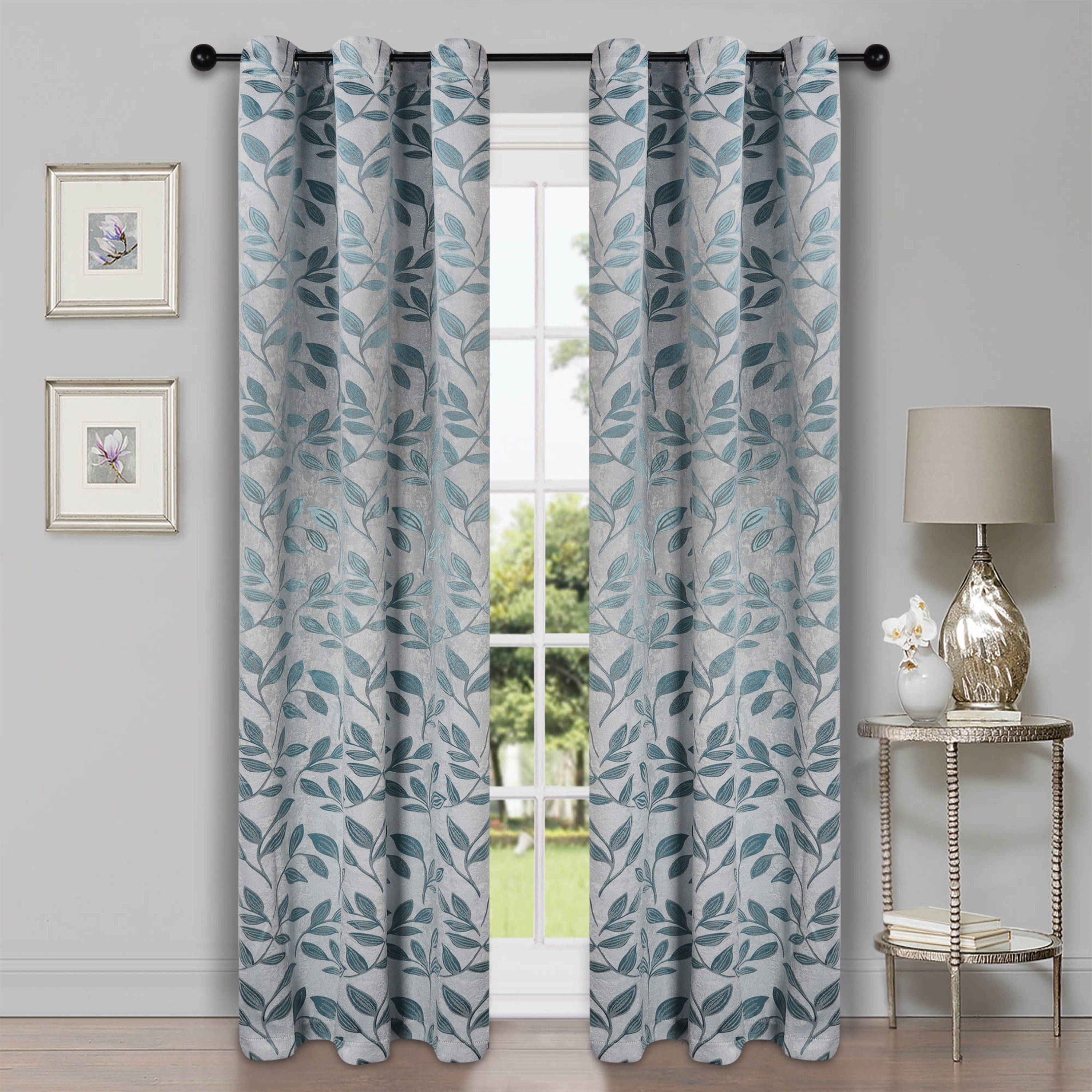 Leaves Machine Washable Room Darkening Blackout Curtains, Set of 2 - Omnigoodsstore