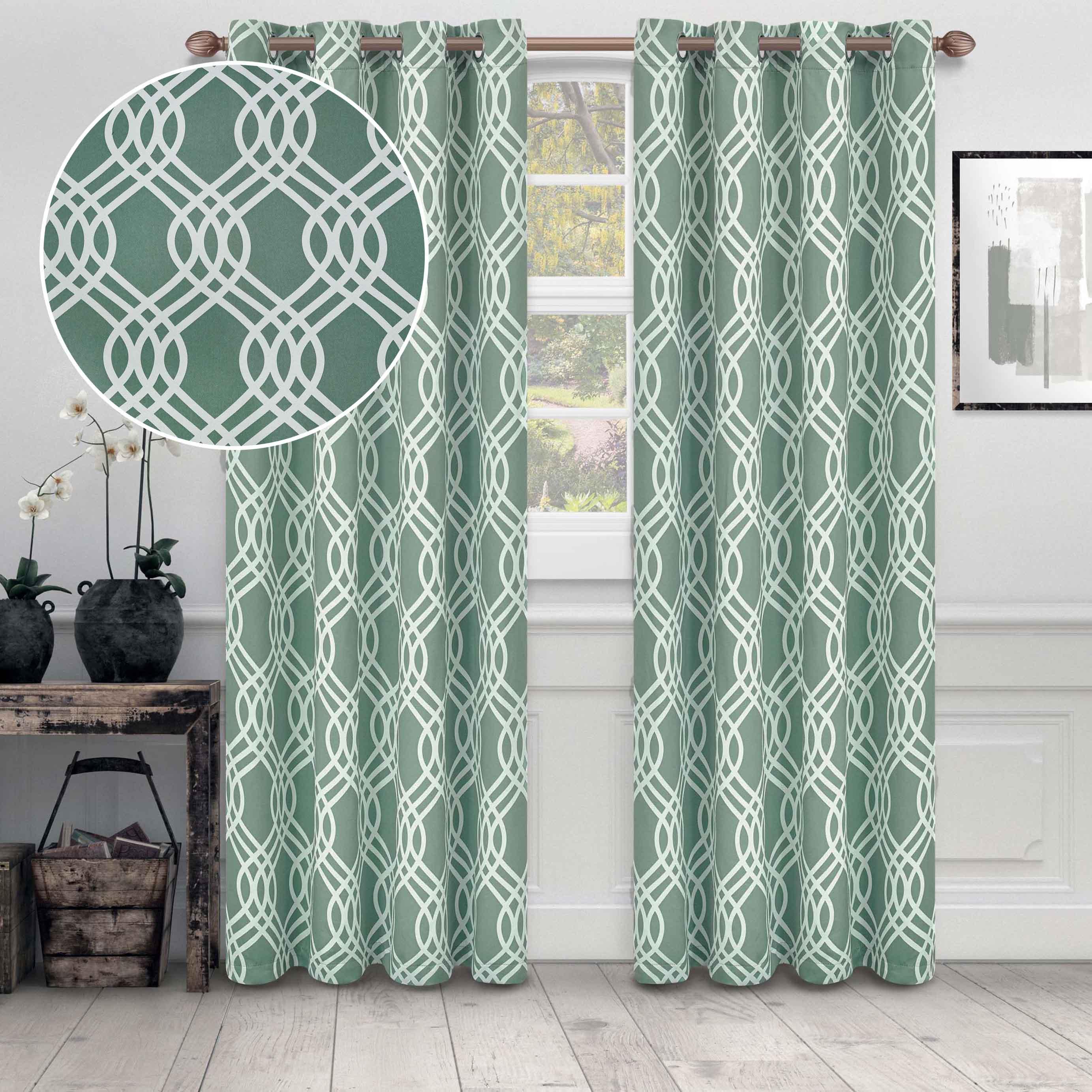 Ribbon Trellis Washable Room Darkening Blackout Curtain Panel Set - Omnigoodsstore