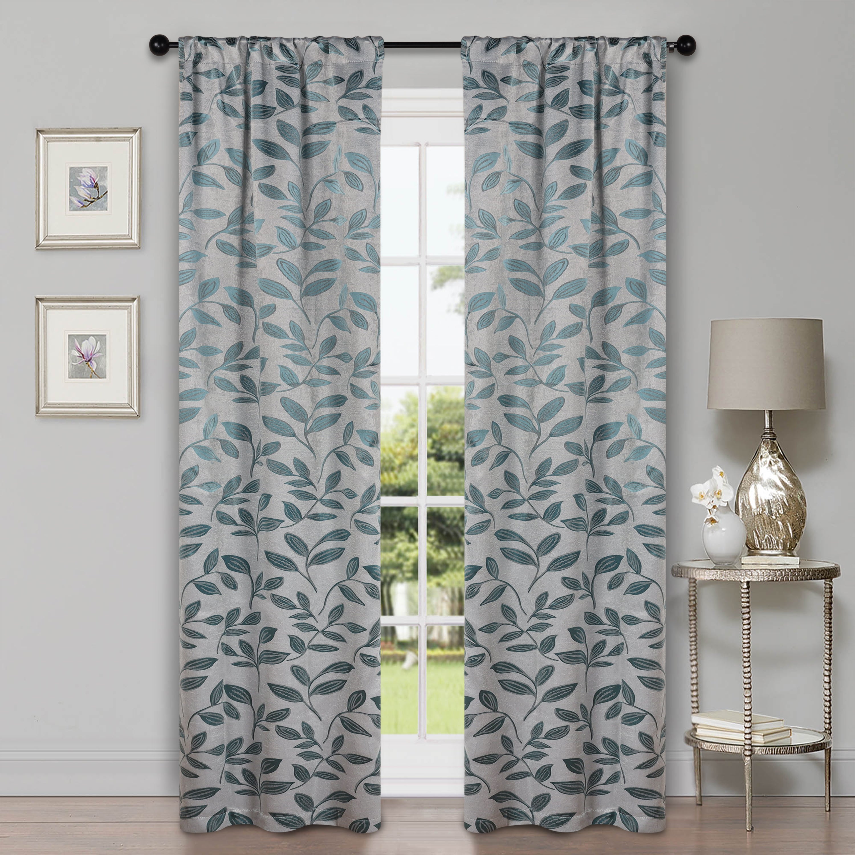 Leaves Machine Washable Room Darkening Blackout Curtains, Set of 2 - Omnigoodsstore