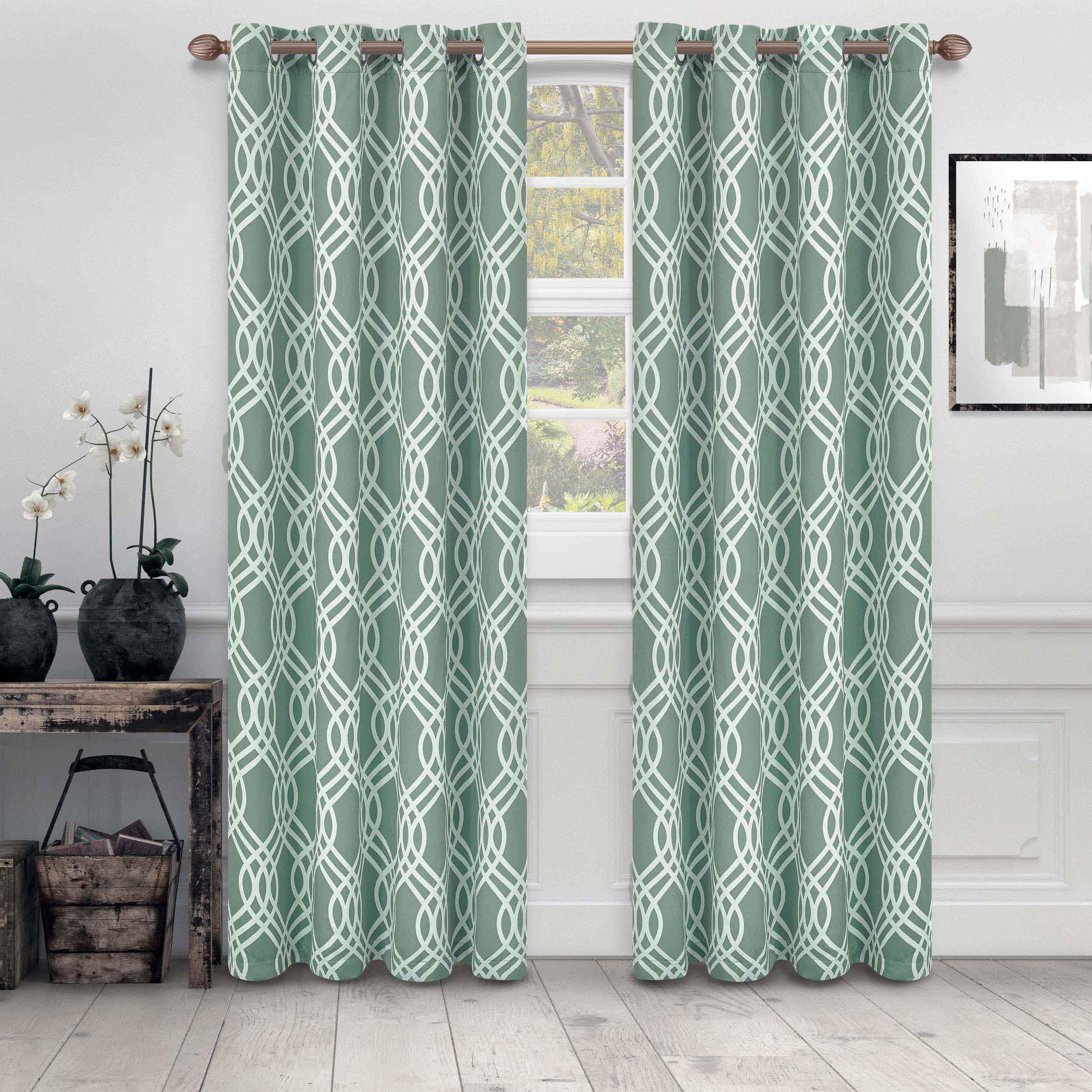 Ribbon Trellis Washable Room Darkening Blackout Curtain Panel Set - Omnigoodsstore