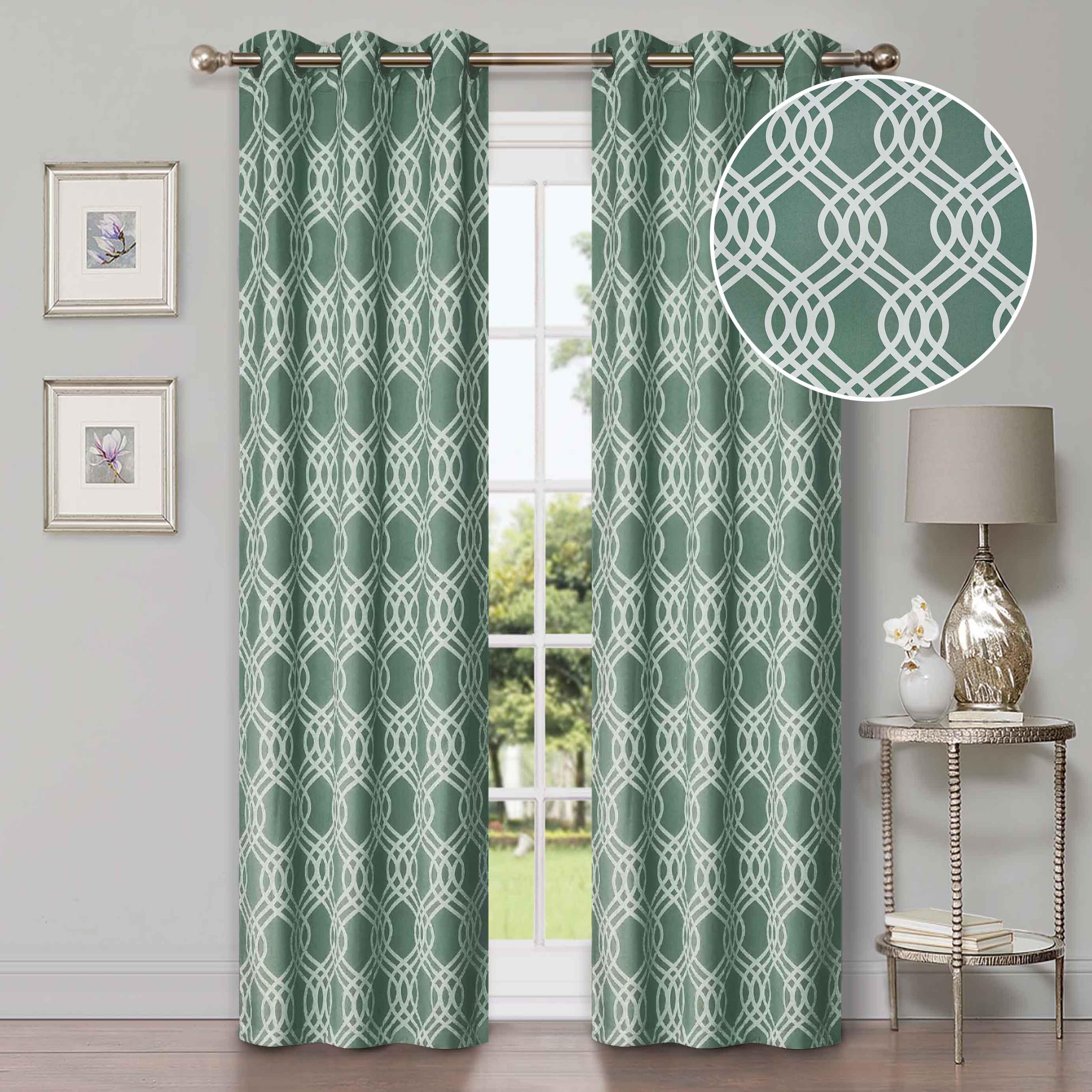 Ribbon Trellis Washable Room Darkening Blackout Curtain Panel Set - Omnigoodsstore