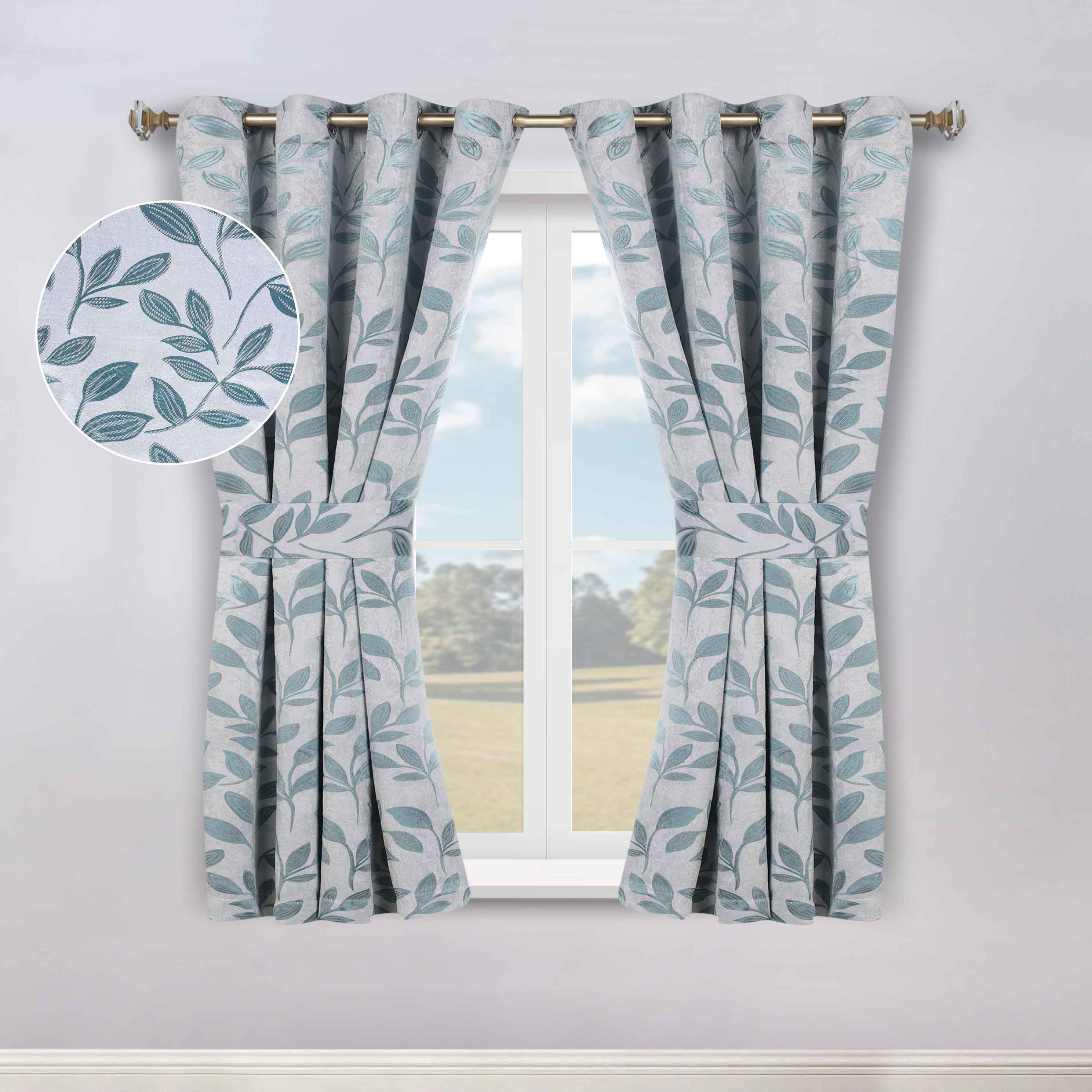 Leaves Machine Room Darkening Blackout Curtains, Set of 2 - Omnigoodsstore