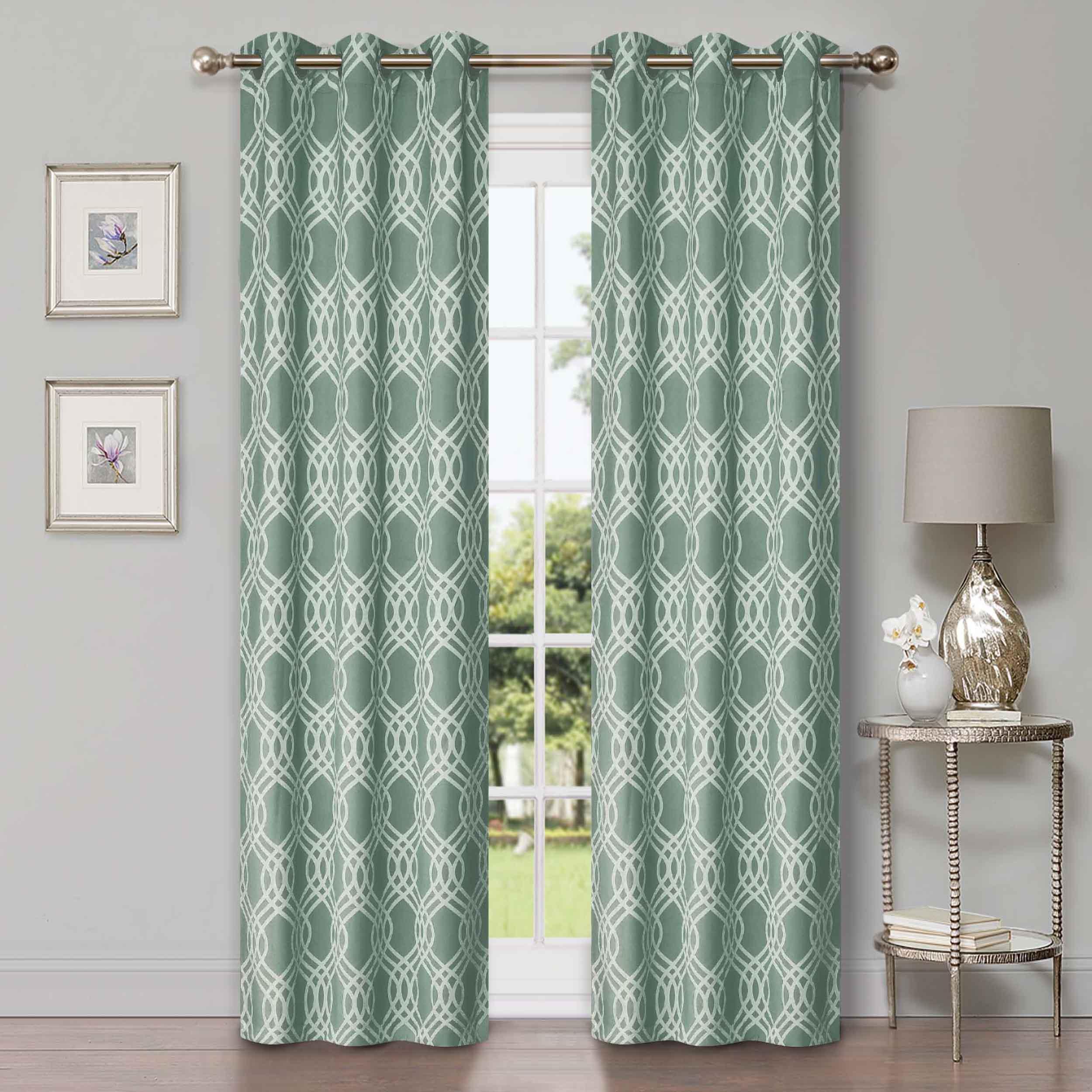 Ribbon Trellis Washable Room Darkening Blackout Curtain Panel Set - Omnigoodsstore