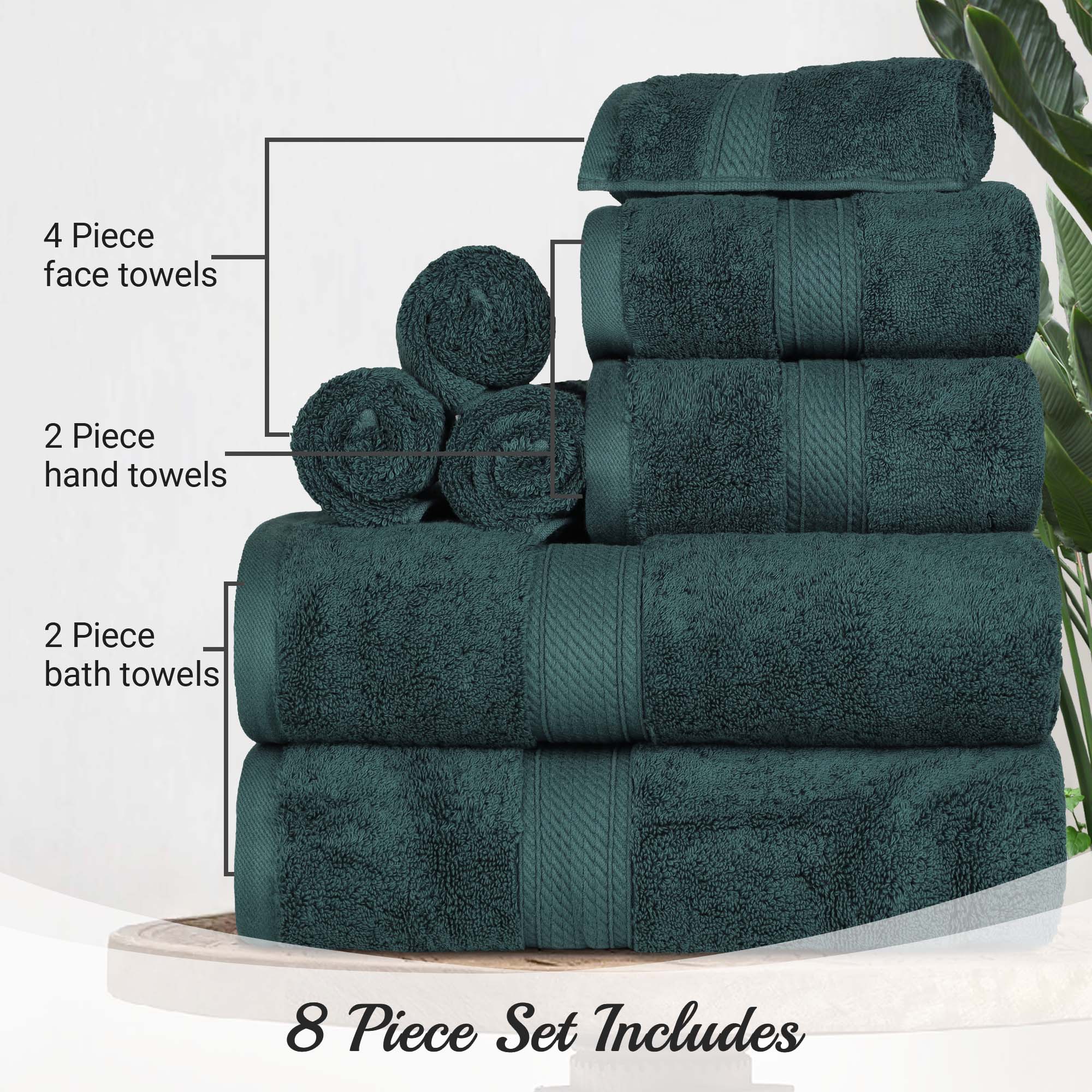 Egyptian Cotton Pile Plush Heavyweight Luxury Soft 8-Piece Towel Set - Omnigoodsstore