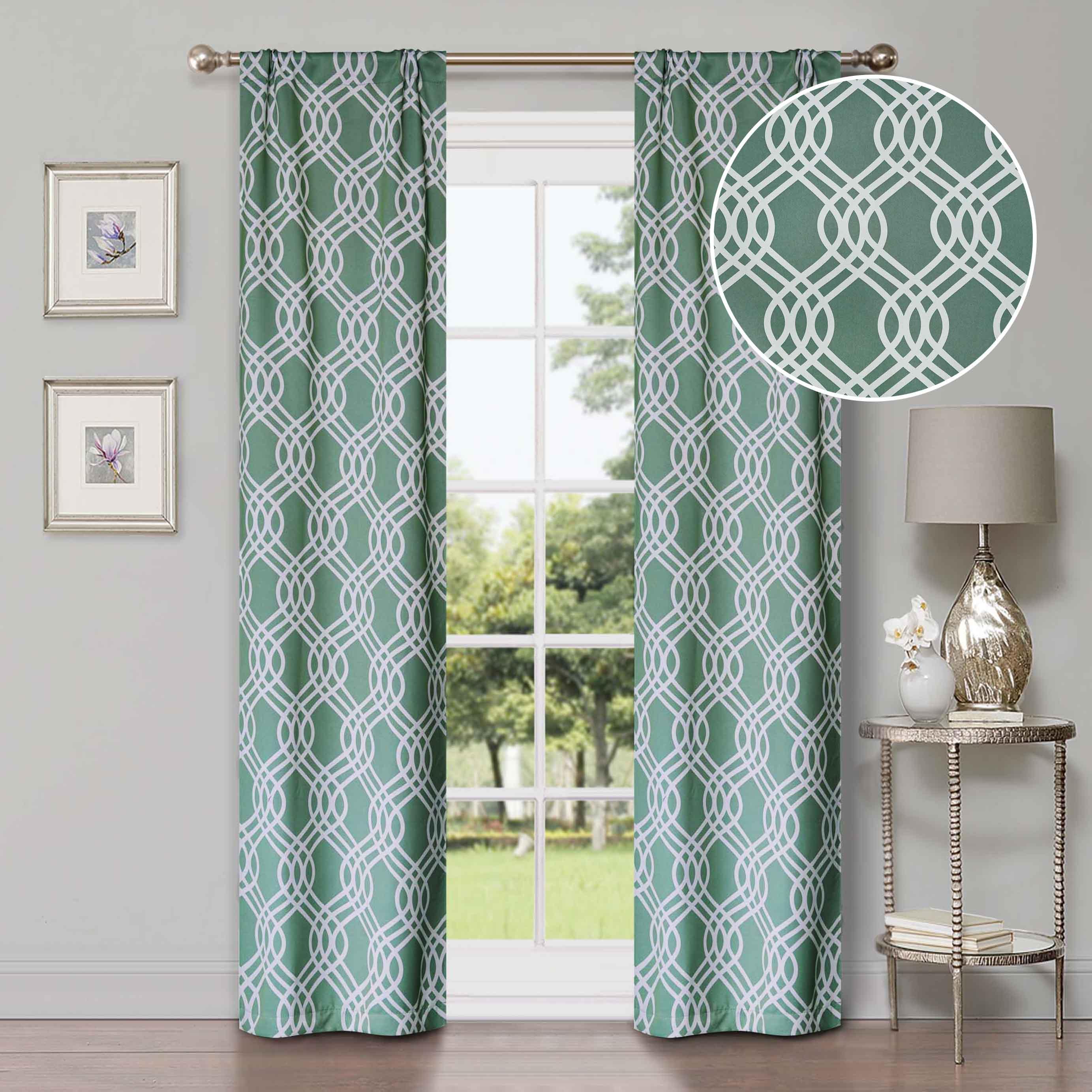 Ribbon Trellis Washable Room Darkening Blackout Curtain Panel Set - Omnigoodsstore