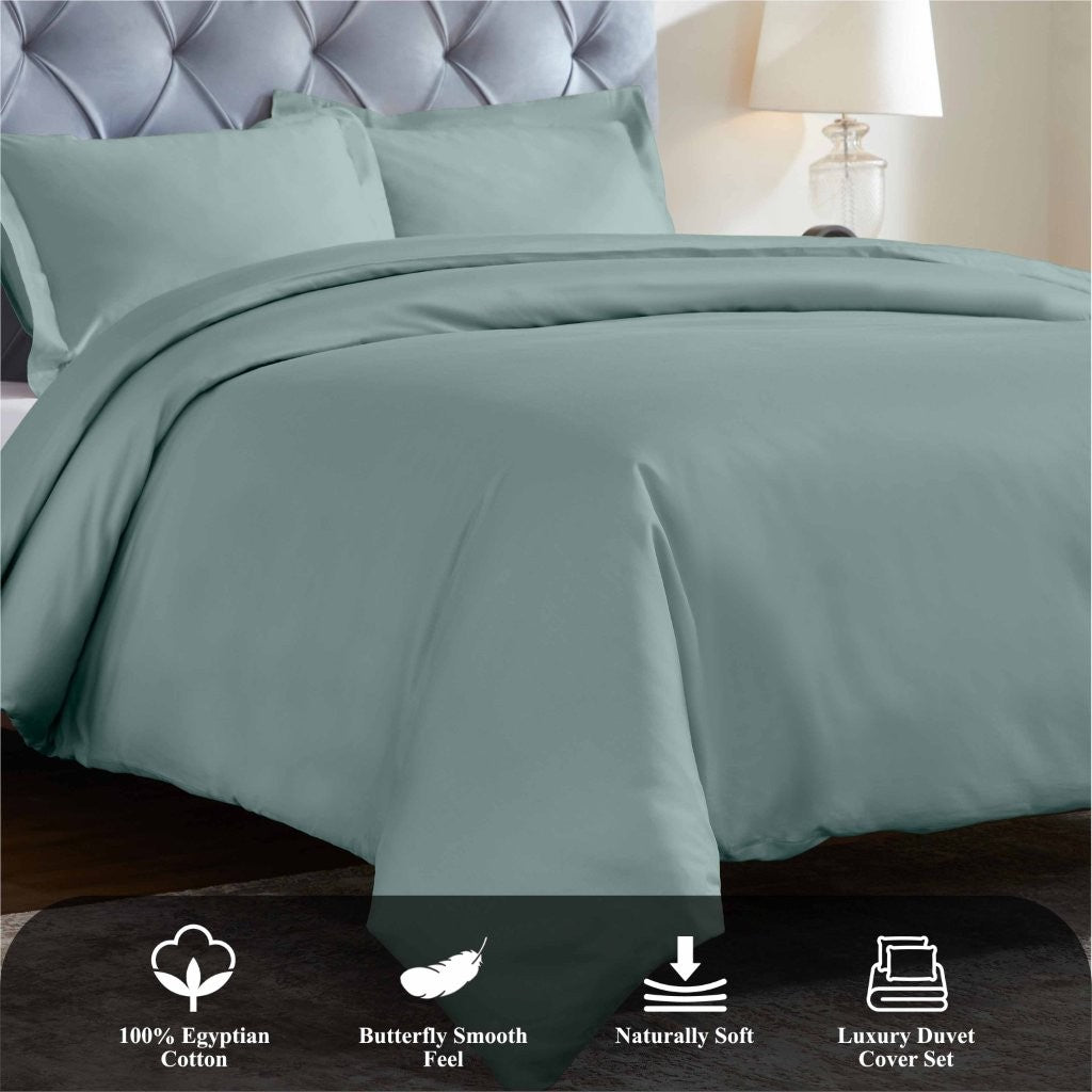 1200 Thread Count Egyptian Solid Cotton Duvet Cover Set - Omnigoodsstore