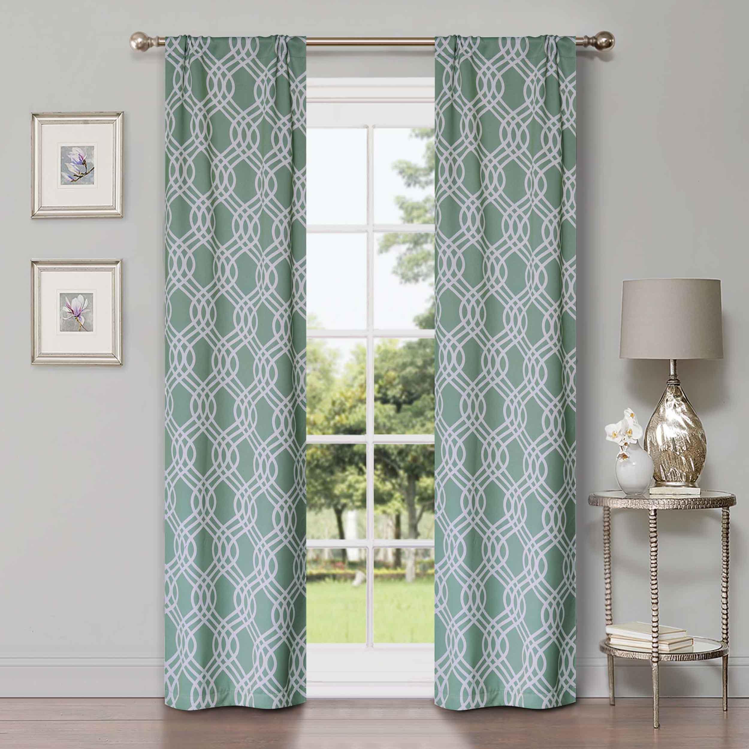 Ribbon Trellis Washable Room Darkening Blackout Curtain Panel Set - Omnigoodsstore