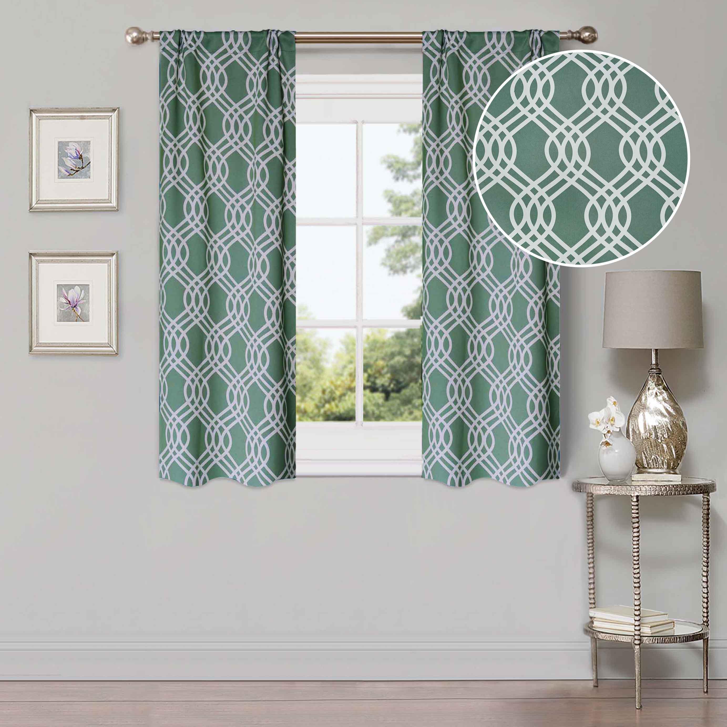 Ribbon Trellis Washable Room Darkening Blackout Curtain Panel Set - Omnigoodsstore