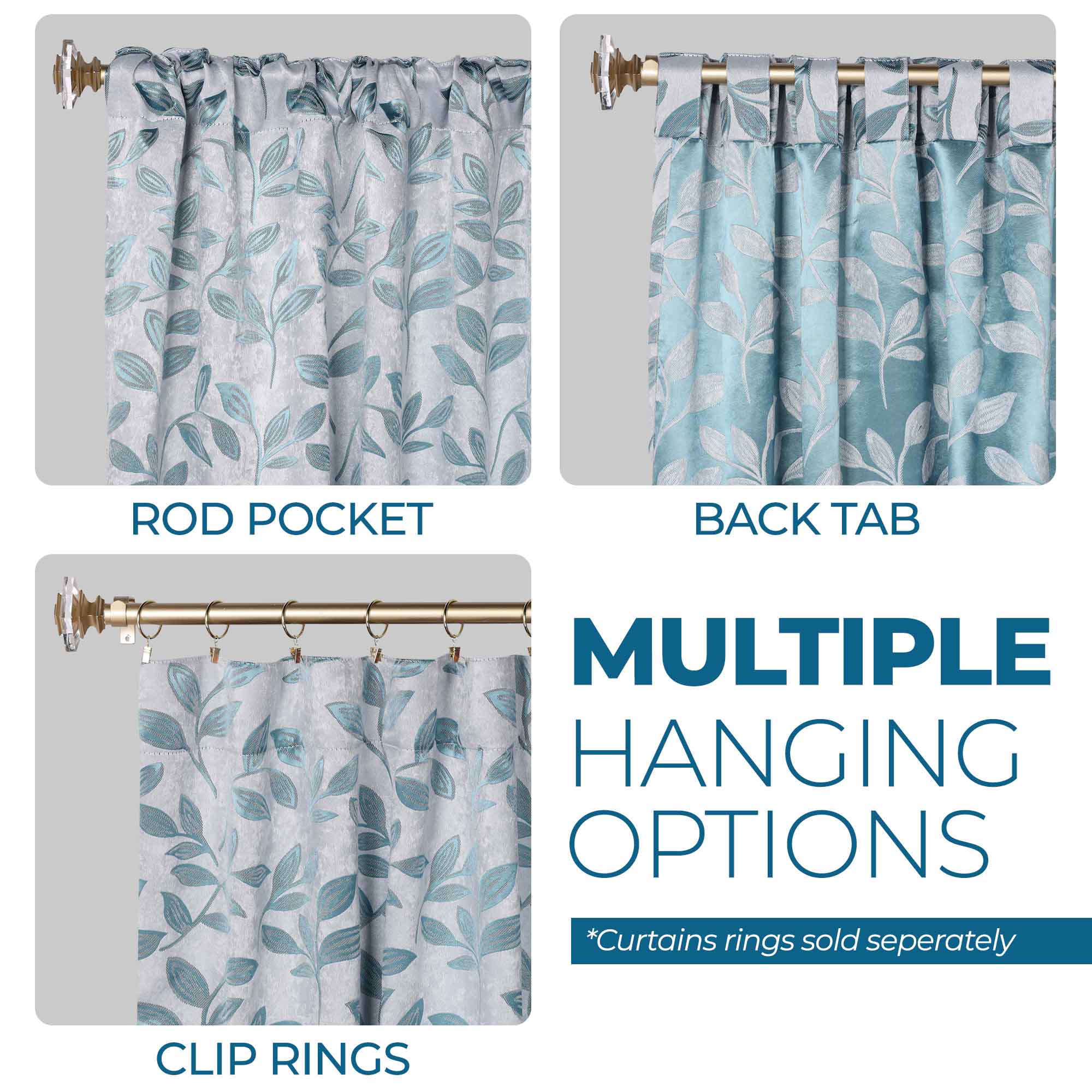 Superior Leaves Room Darkening Back Tab Blackout Curtains Panel Set - Omnigoodsstore