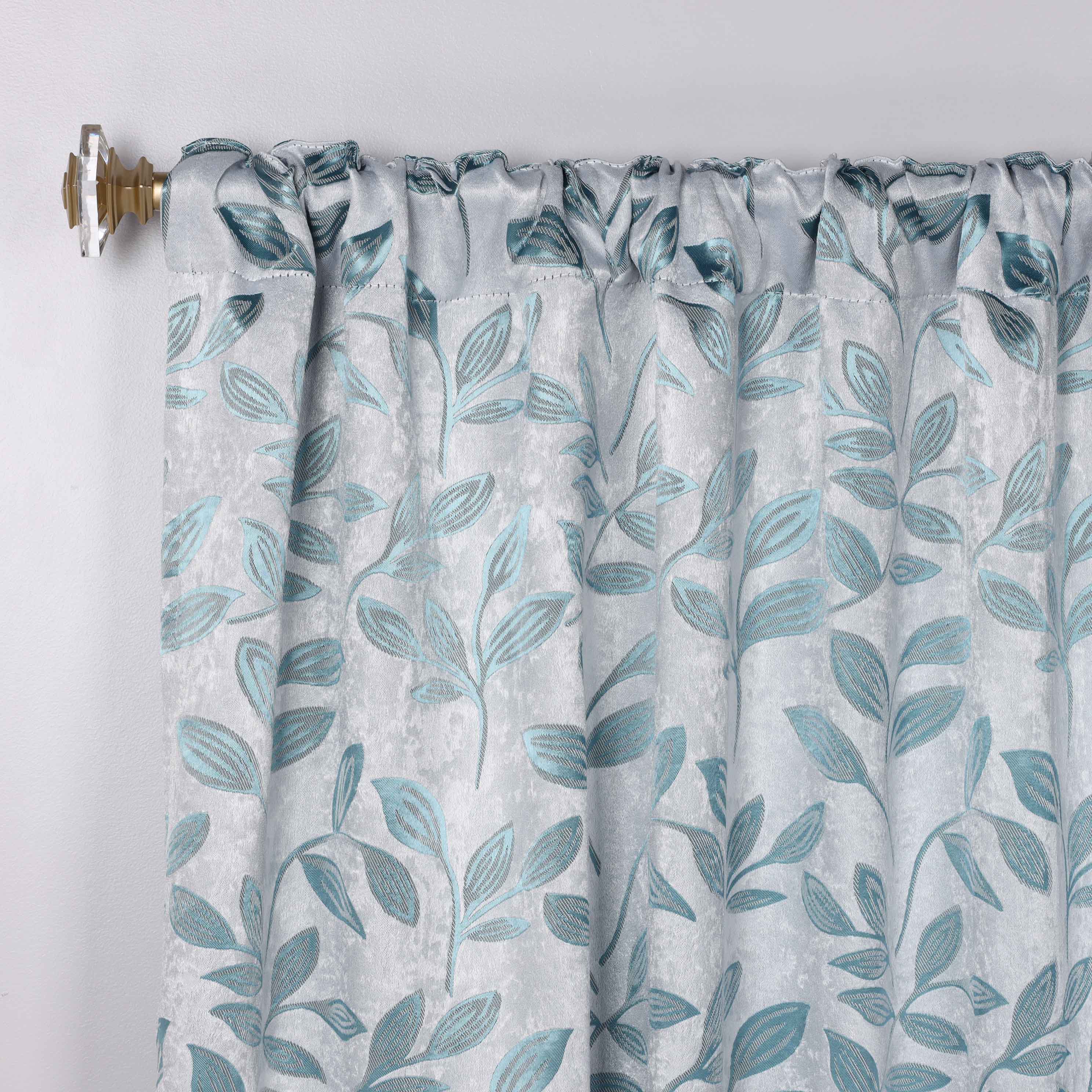 Superior Leaves Room Darkening Back Tab Blackout Curtains Panel Set - Omnigoodsstore