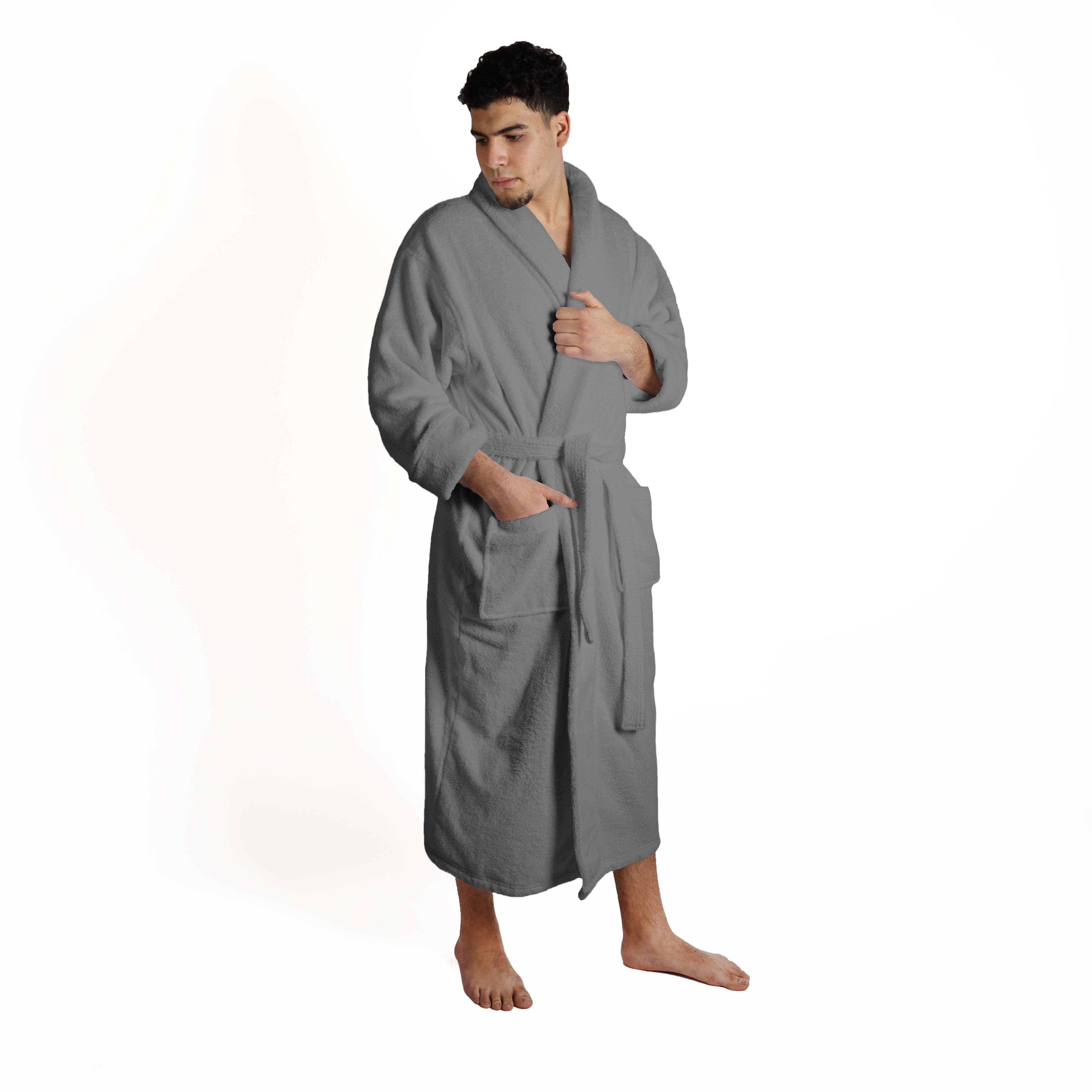 Turkish Cotton Bathrobe Women Men Unisex Shawl Collar Long Bathrobe - Omnigoodsstore