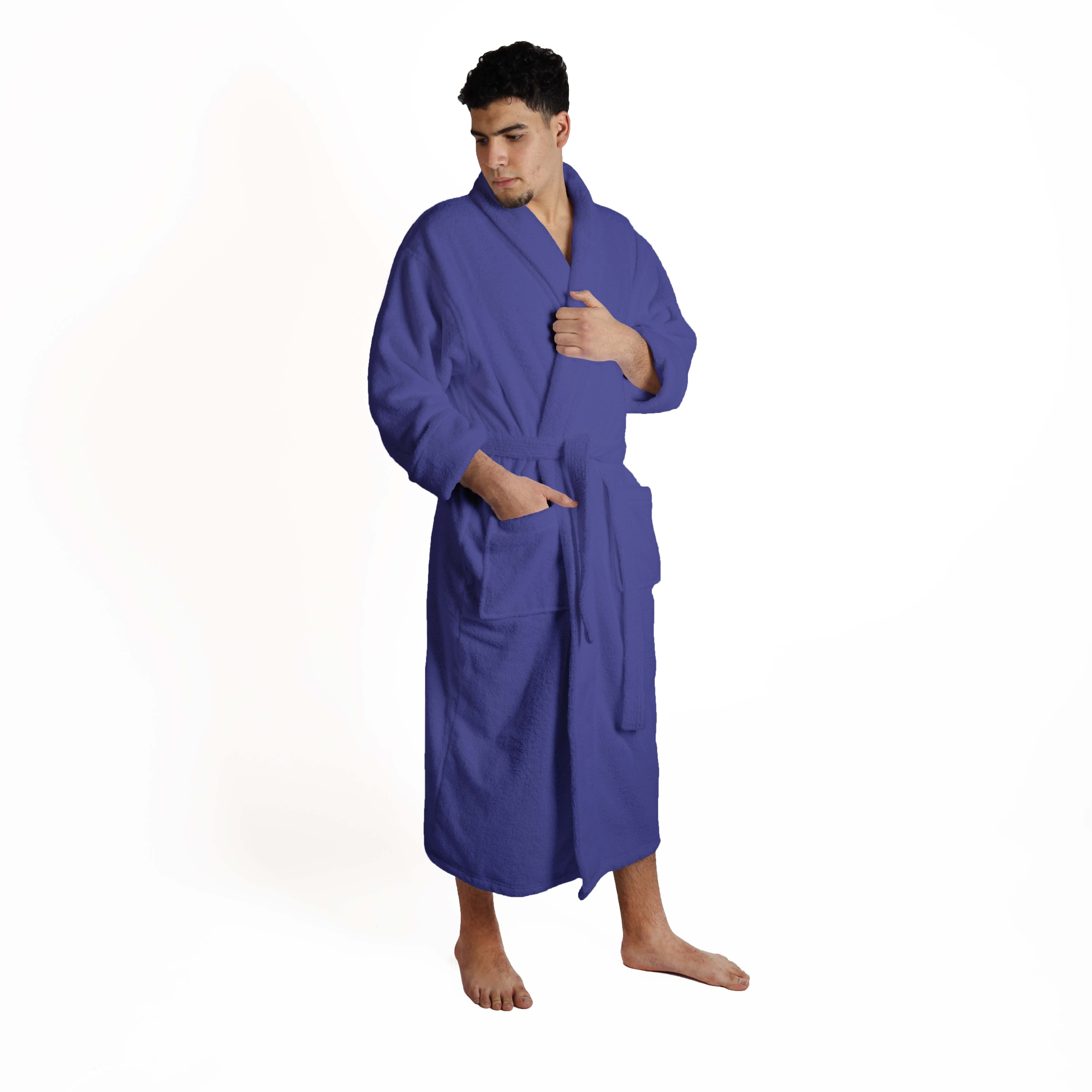Turkish Cotton Bathrobe Women Men Unisex Shawl Collar Long Bathrobe - Omnigoodsstore