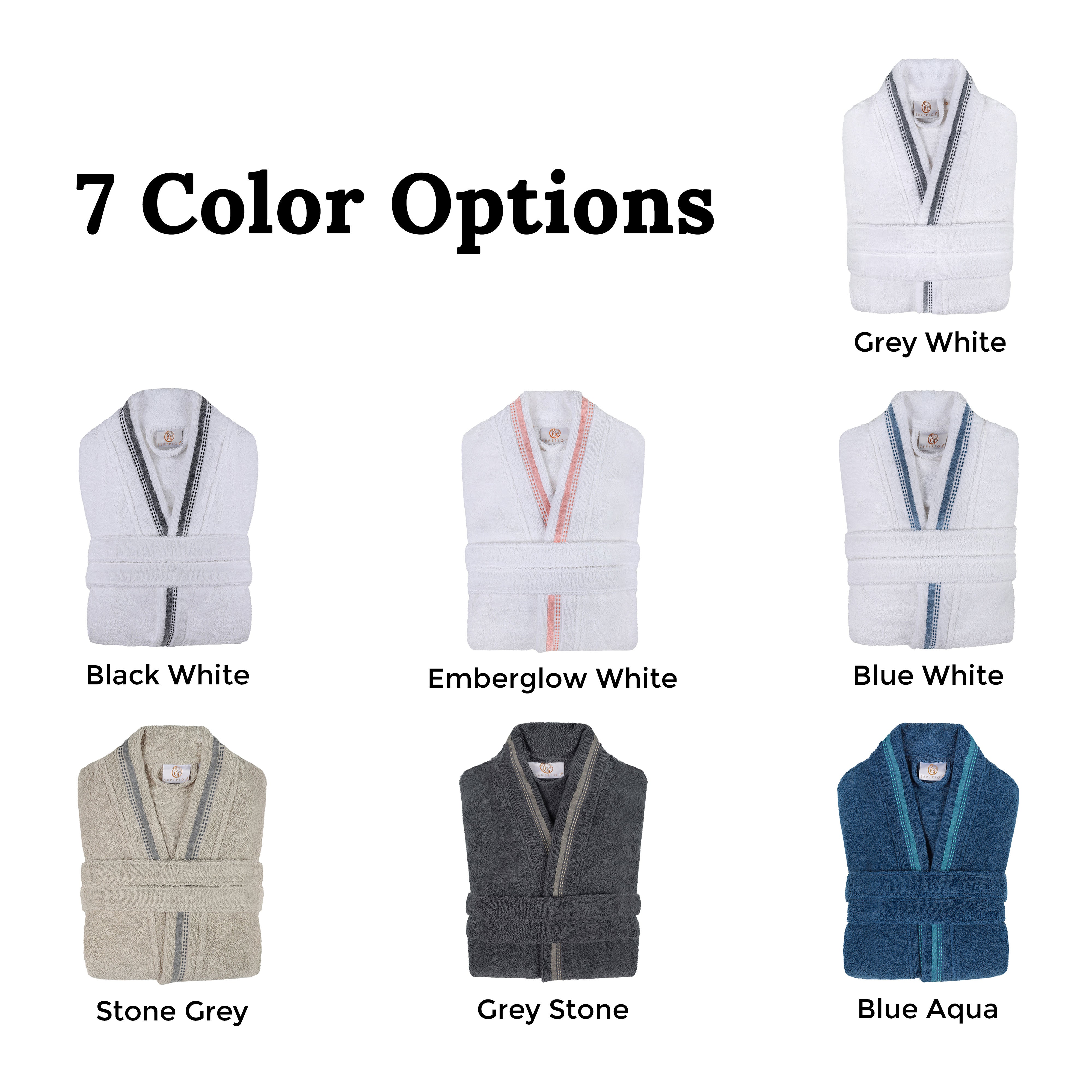 Tinsel Unisex Cotton Terry Kimono Bathrobe with Embroidery - Omnigoodsstore