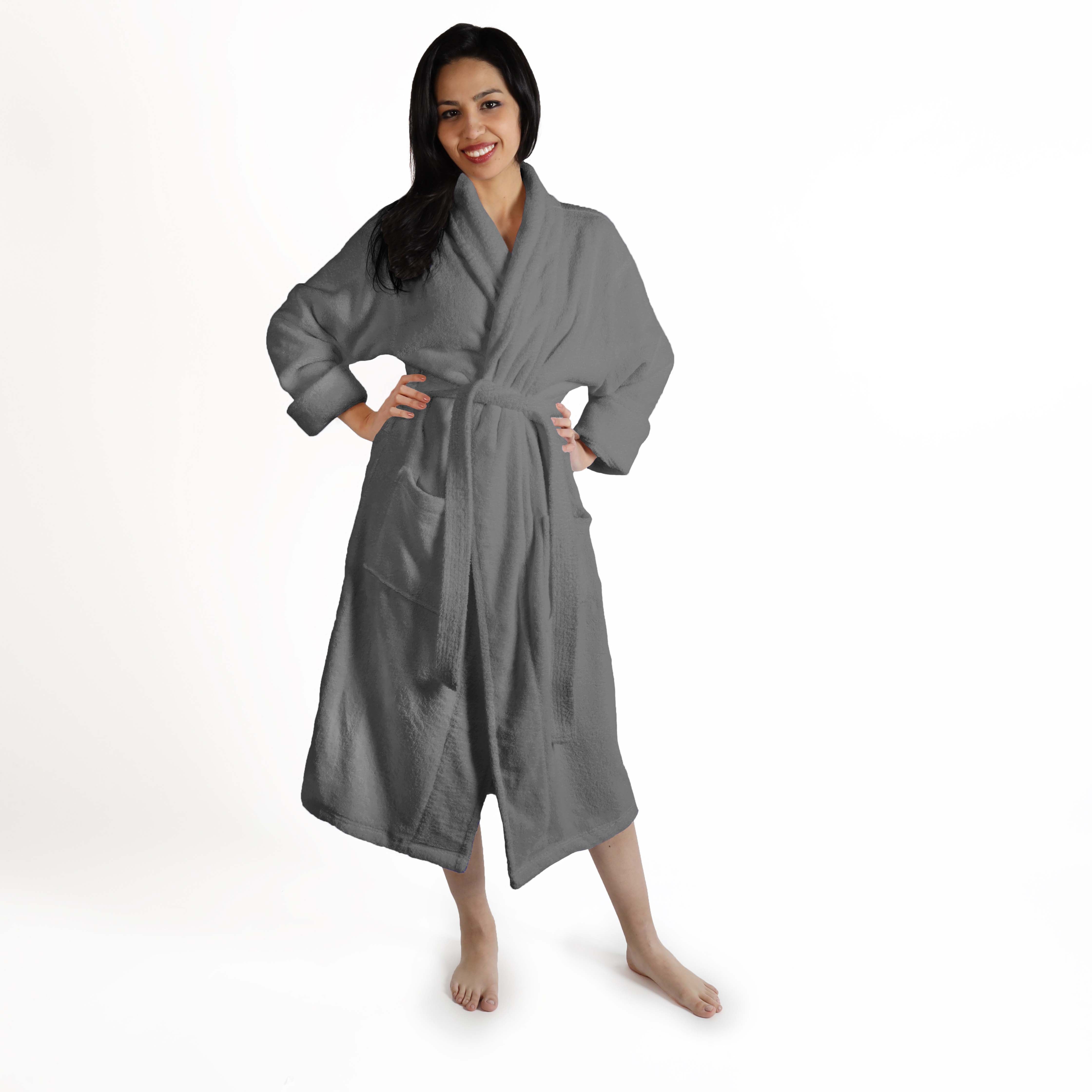 Turkish Cotton Bathrobe Women Men Unisex Shawl Collar Long Bathrobe - Omnigoodsstore