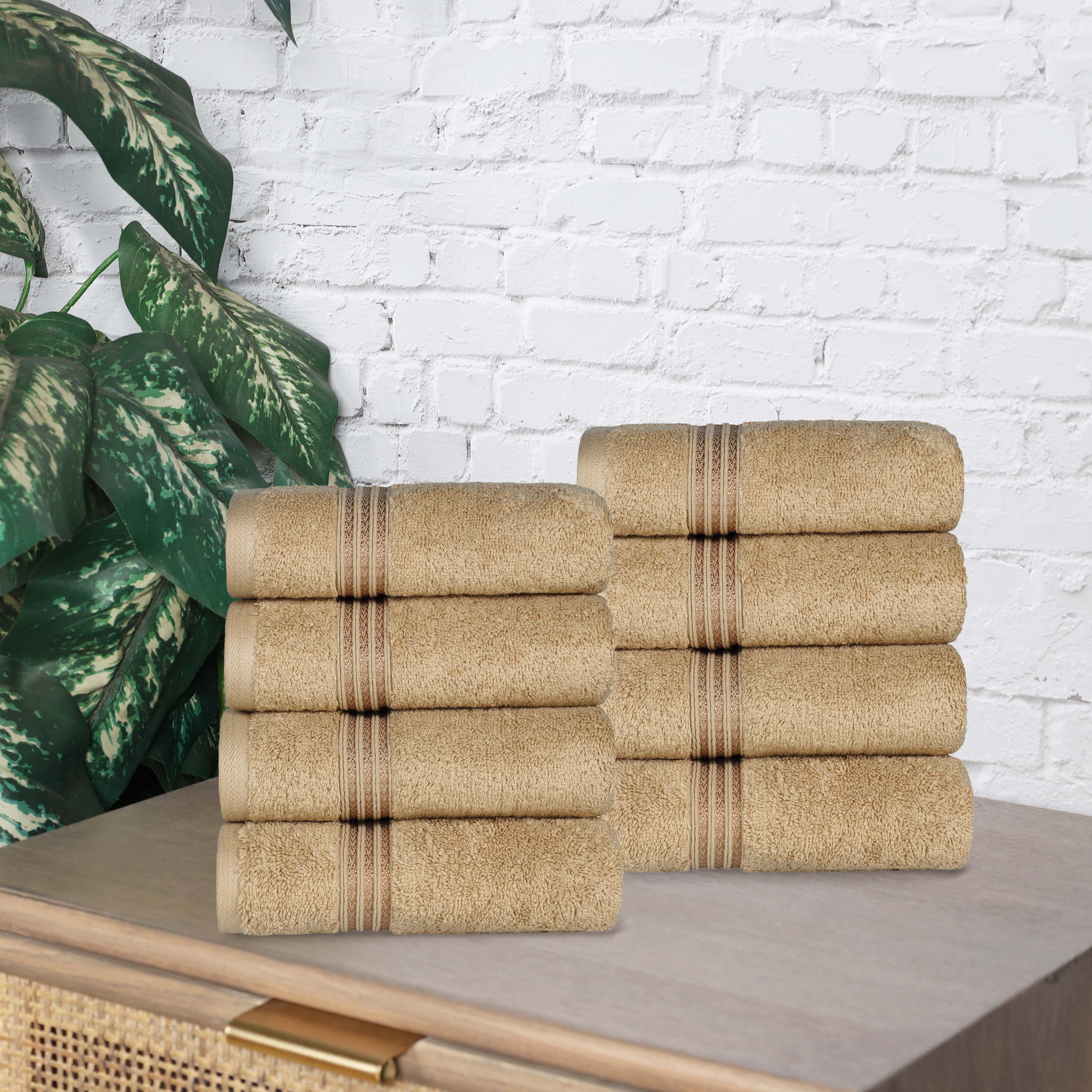 Egyptian Cotton Highly Absorbent Solid Ultra Soft Hand Towel Set of 8 - Omnigoodsstore