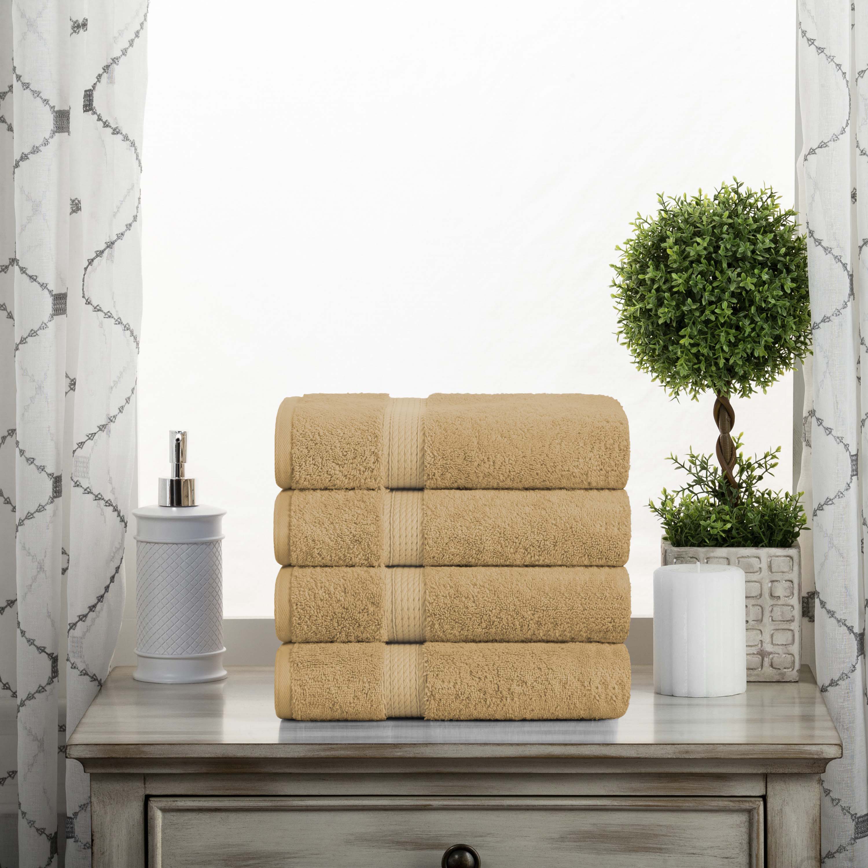 Egyptian Cotton Pile Plush Heavyweight Luxury Soft Hand Towel Set of 4 - Omnigoodsstore