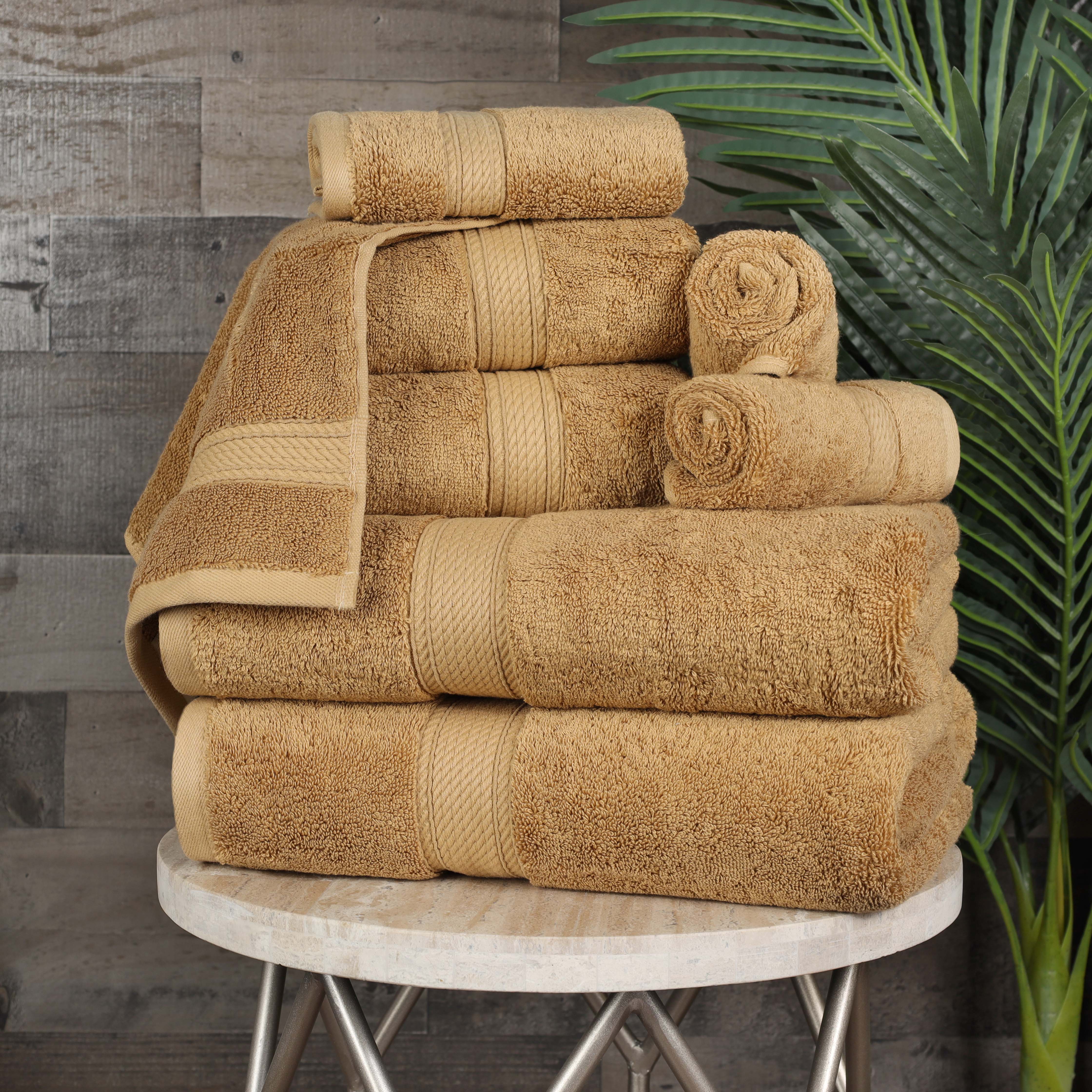 Egyptian Cotton Pile Plush Heavyweight Luxury Soft 8-Piece Towel Set - Omnigoodsstore