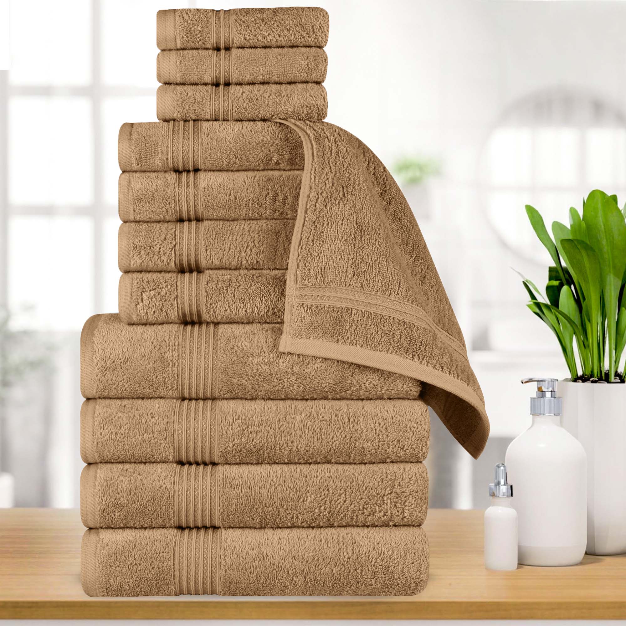 Egyptian Cotton Highly Absorbent Solid 12-Piece Ultra Soft Towel Set - Omnigoodsstore