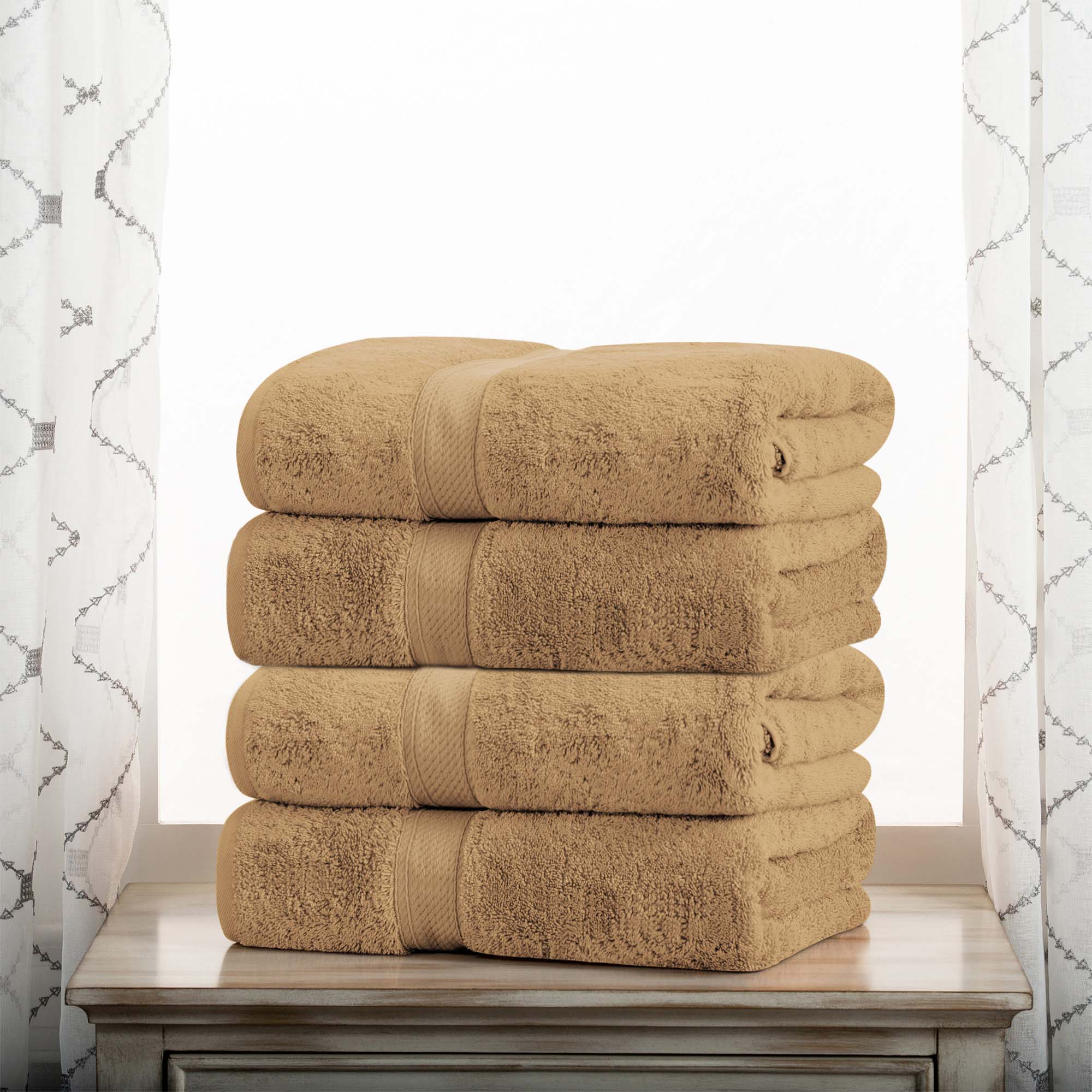 Egyptian Cotton Pile Plush Heavyweight Soft 4 Piece Bath Towel Set - Omnigoodsstore