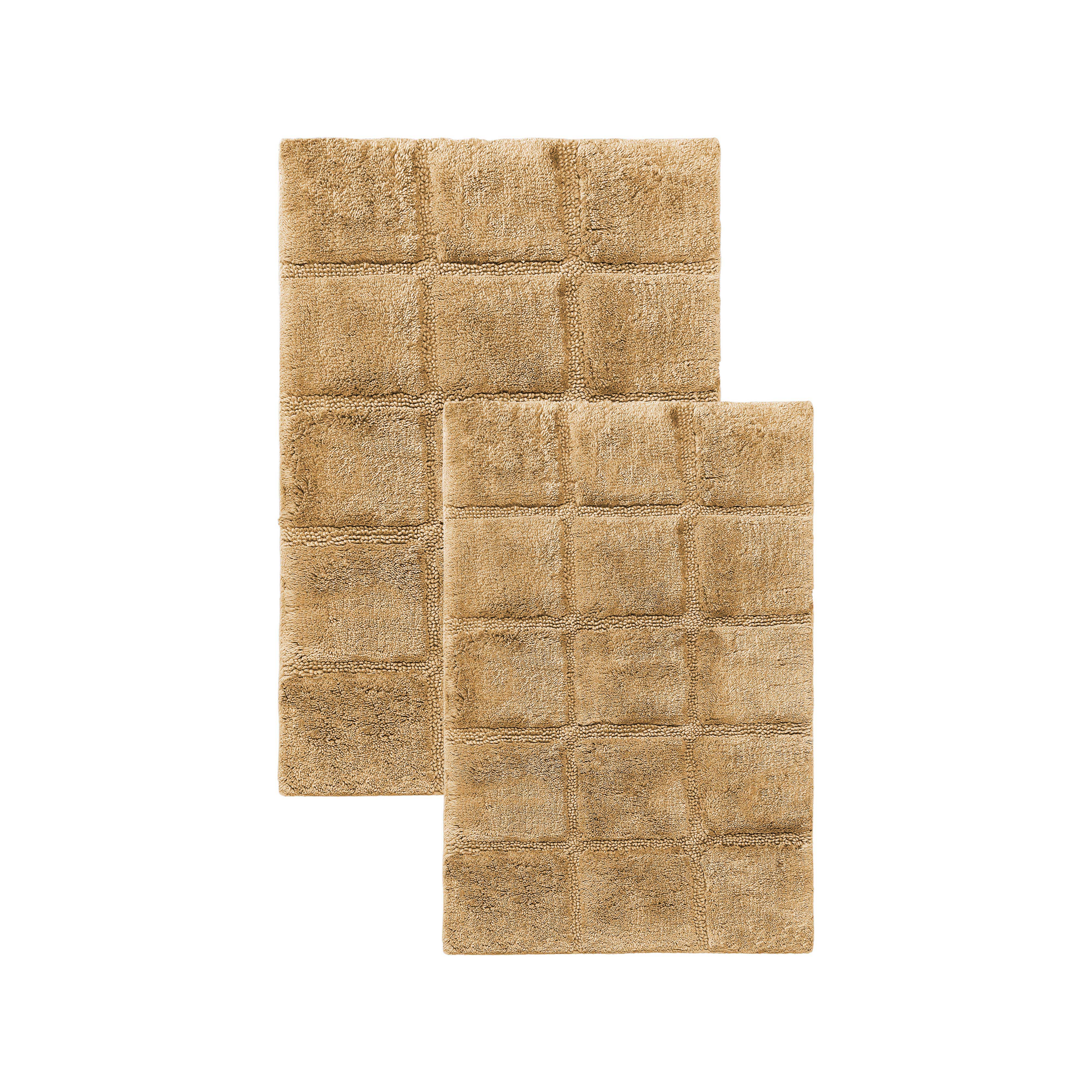 Solid Cotton 2 Piece Checkered Non Slip Bath Rug Set - Omnigoodsstore