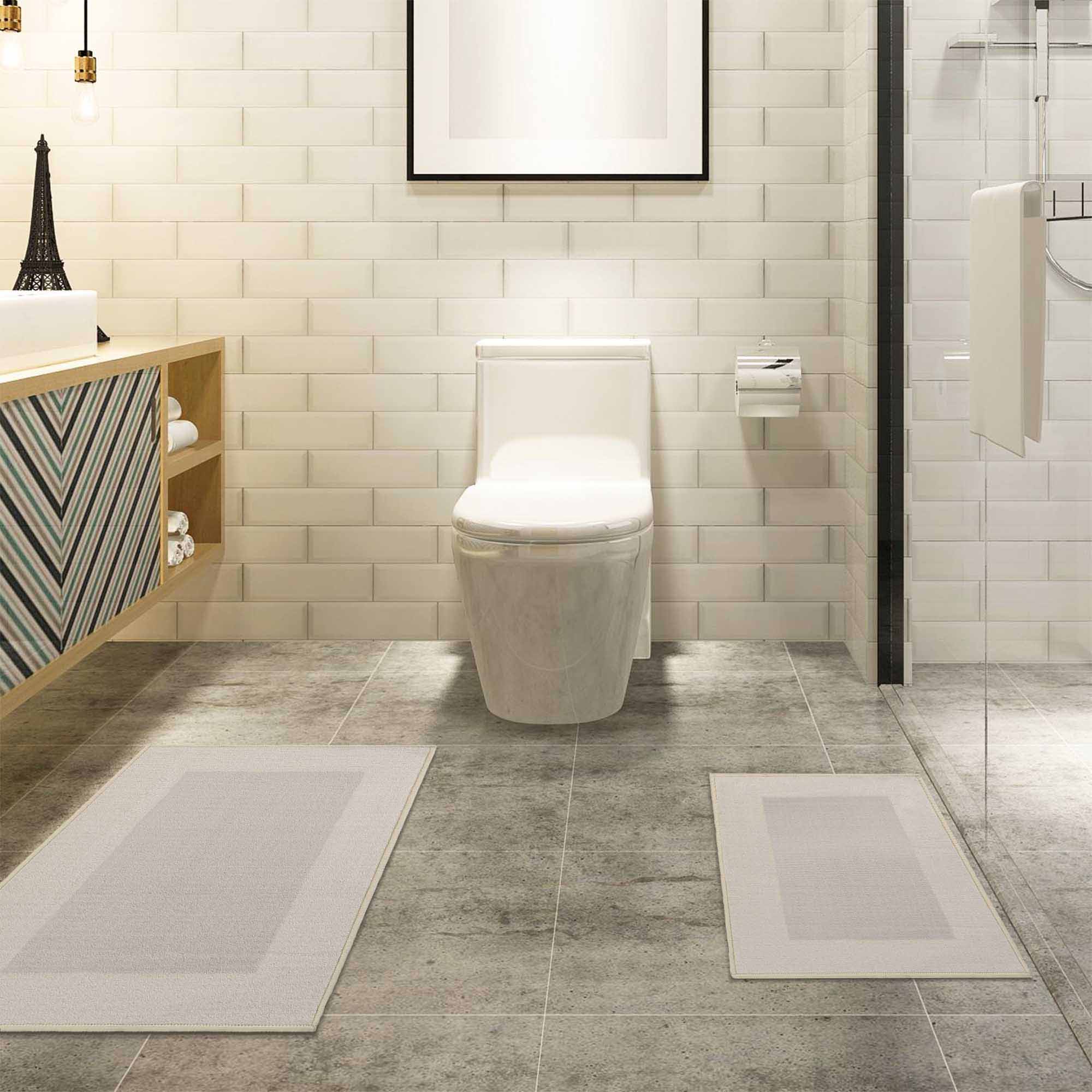 Troy Solid Non-Slip Machine Washable Bath Rug Set - Omnigoodsstore