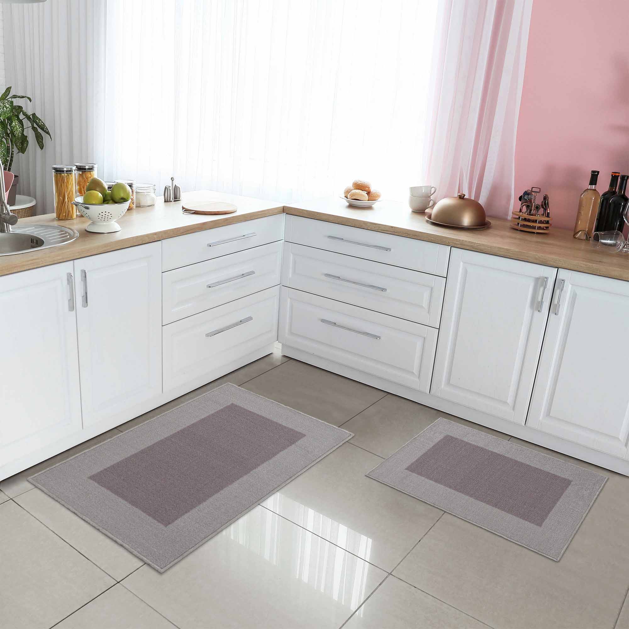 Troy Solid Non-Slip Machine Washable Bath Rug Set - Omnigoodsstore