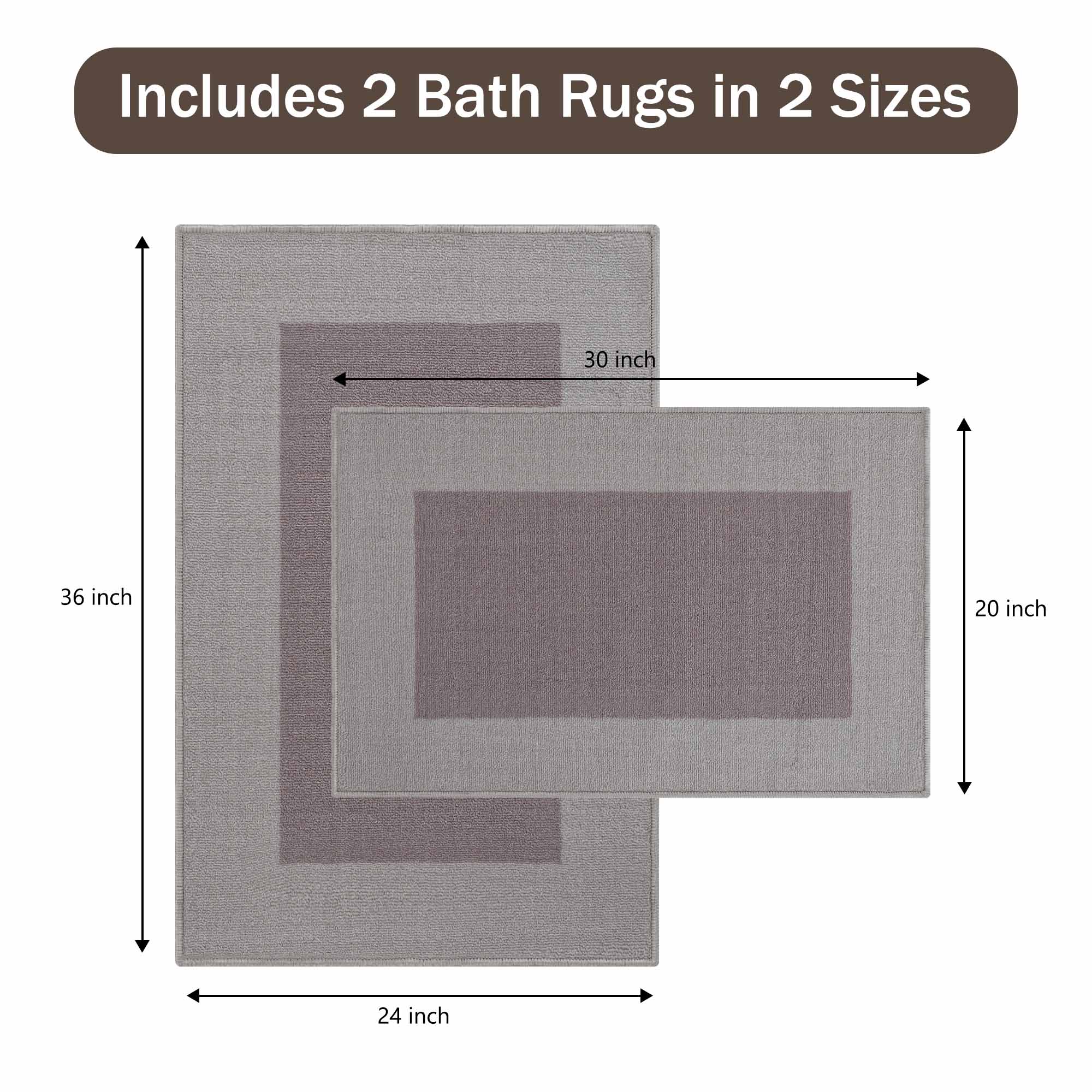 Troy Solid Non-Slip Machine Washable Bath Rug Set - Omnigoodsstore