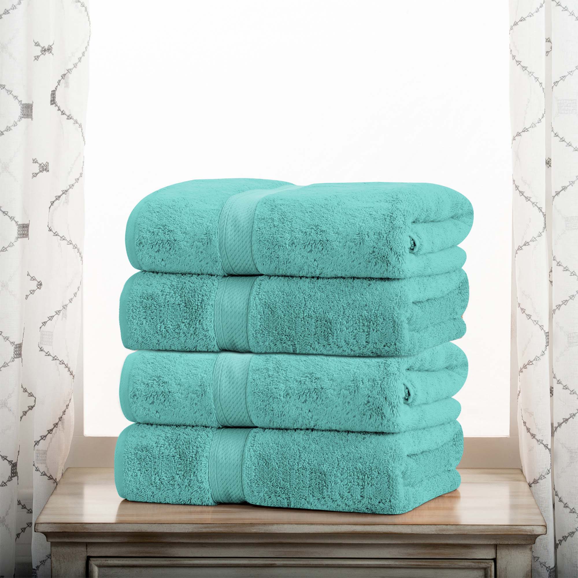 Egyptian Cotton Pile Plush Heavyweight Soft 4 Piece Bath Towel Set - Omnigoodsstore