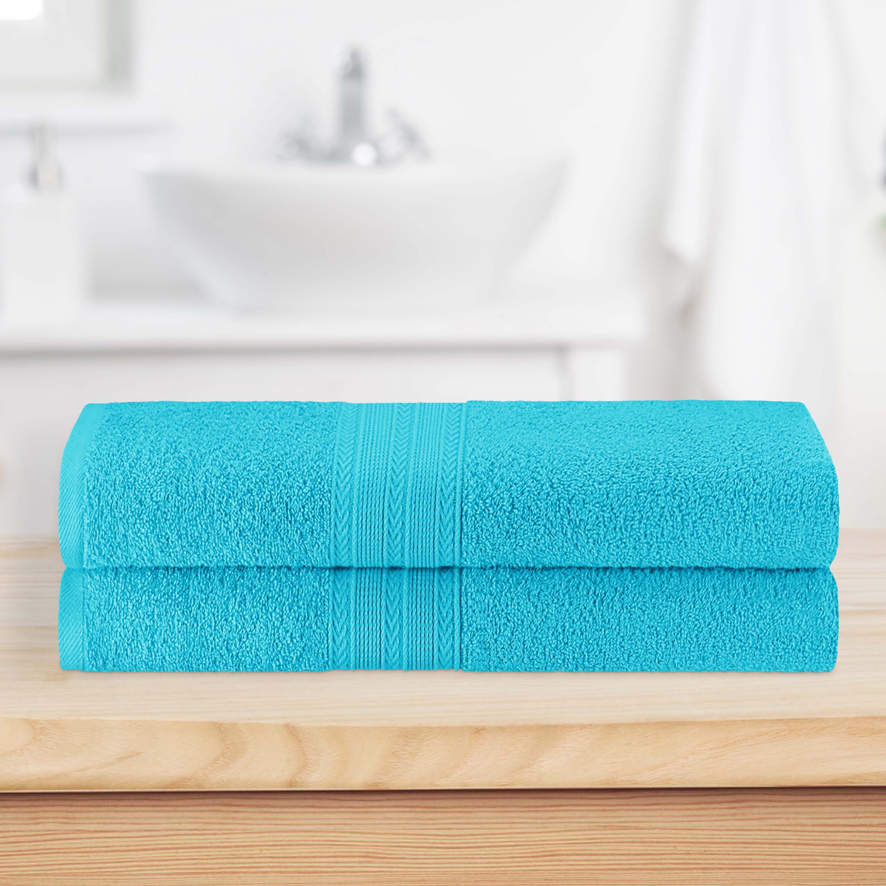Cotton Eco Friendly 2 Piece Solid Bath Sheet Towel Set - Omnigoodsstore