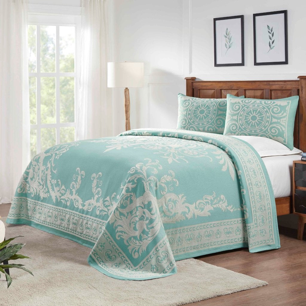 Vintage Medallion Cotton Blend Woven Jacquard Bedspread Set - Omnigoodsstore