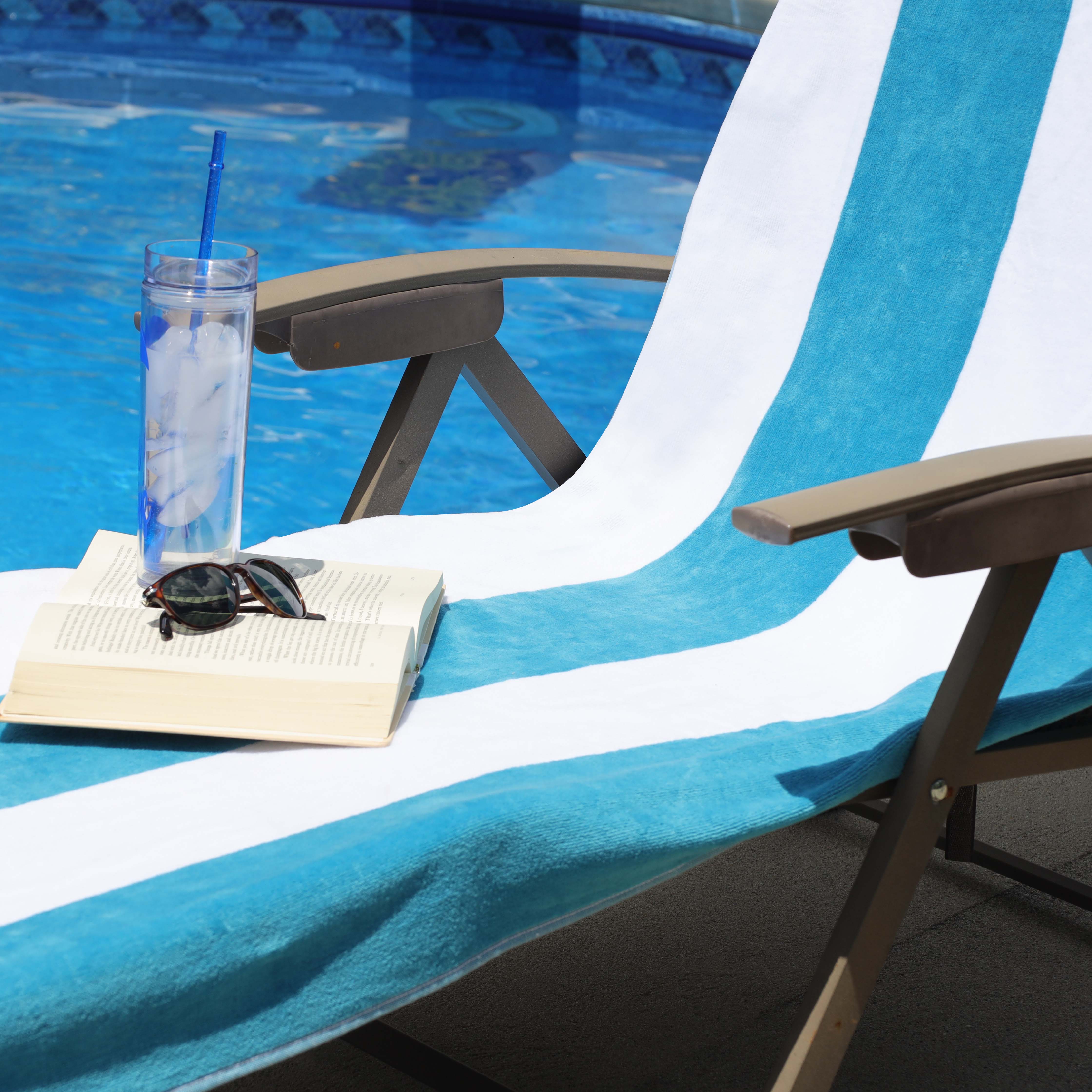 Cotton Standard Size Cabana Stripe Chaise Lounge Chair Cover - Omnigoodsstore