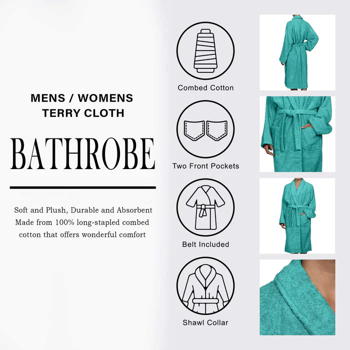 Cotton Ultra Soft Terry Adult Unisex Lightweight Luxury Bathrobe - Omnigoodsstore