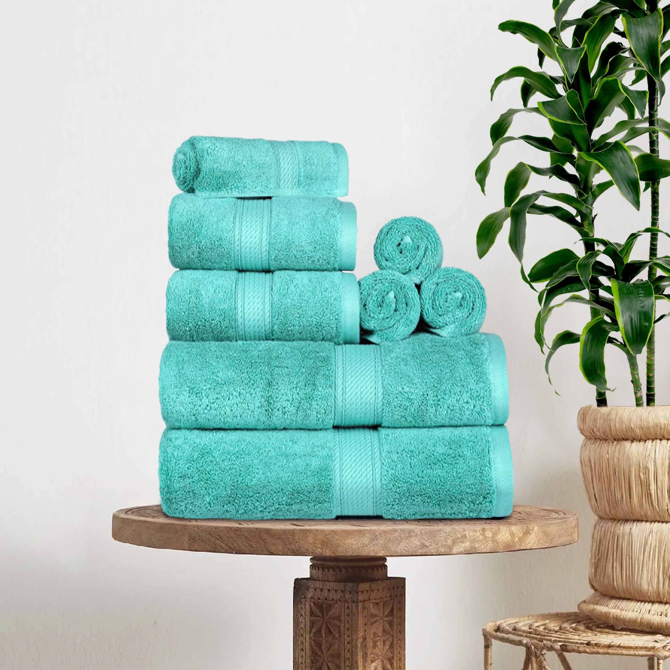 Egyptian Cotton Pile Plush Heavyweight Luxury Soft 8-Piece Towel Set - Omnigoodsstore
