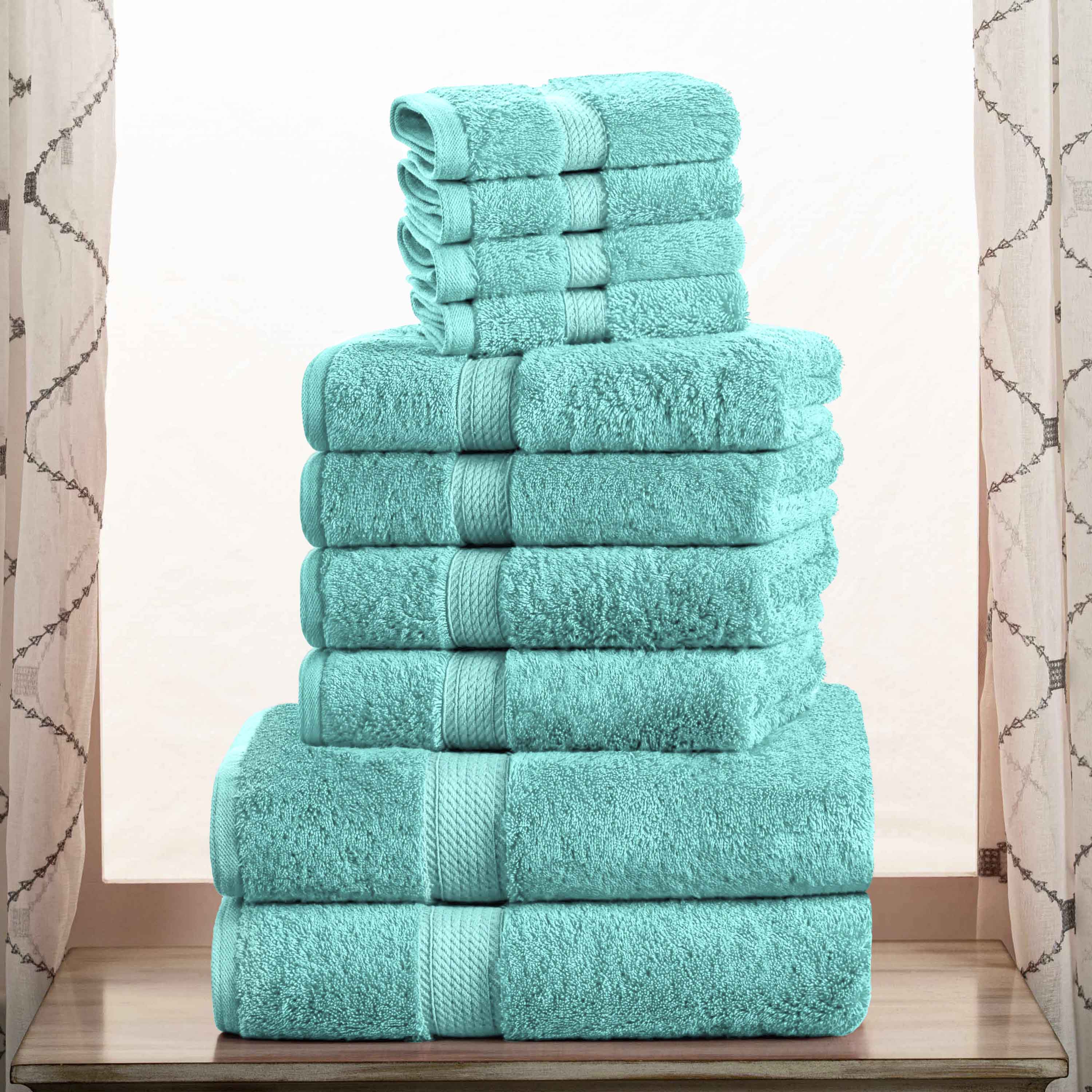 Egyptian Cotton Pile Plush Heavyweight Luxury Soft 10-Piece Towel Set - Omnigoodsstore