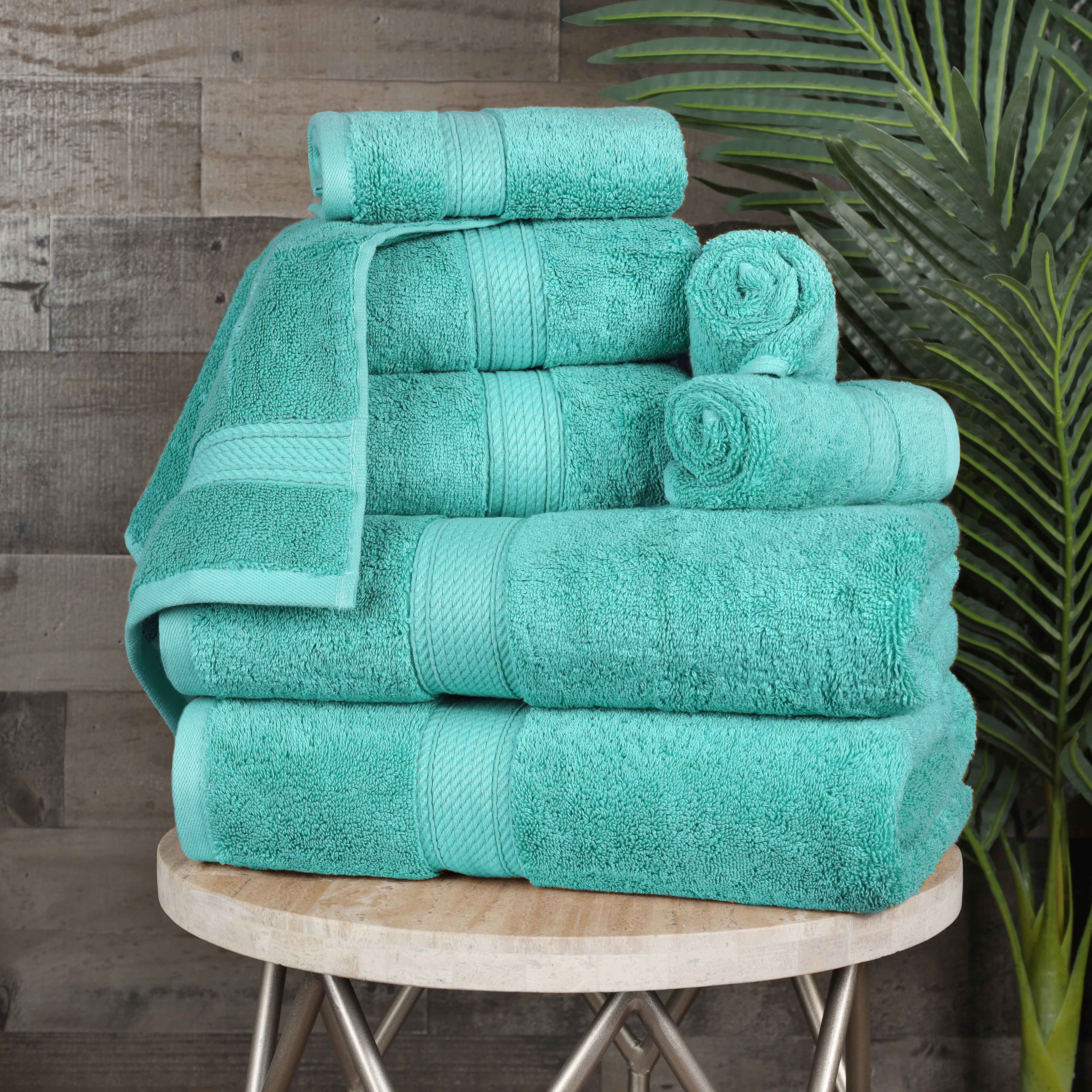 Egyptian Cotton Pile Plush Heavyweight Luxury Soft 8-Piece Towel Set - Omnigoodsstore
