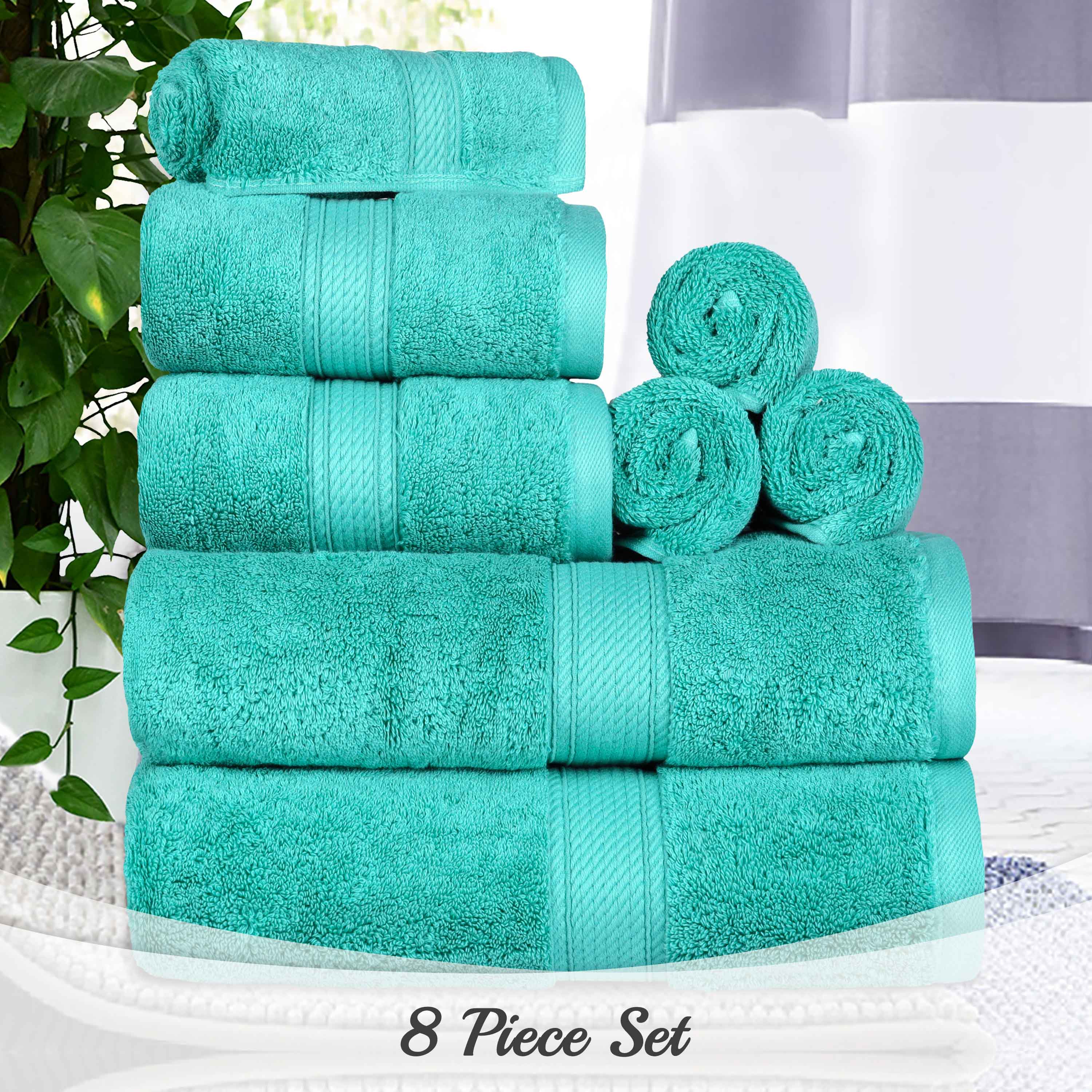 Egyptian Cotton Pile Plush Heavyweight Luxury Soft 8-Piece Towel Set - Omnigoodsstore