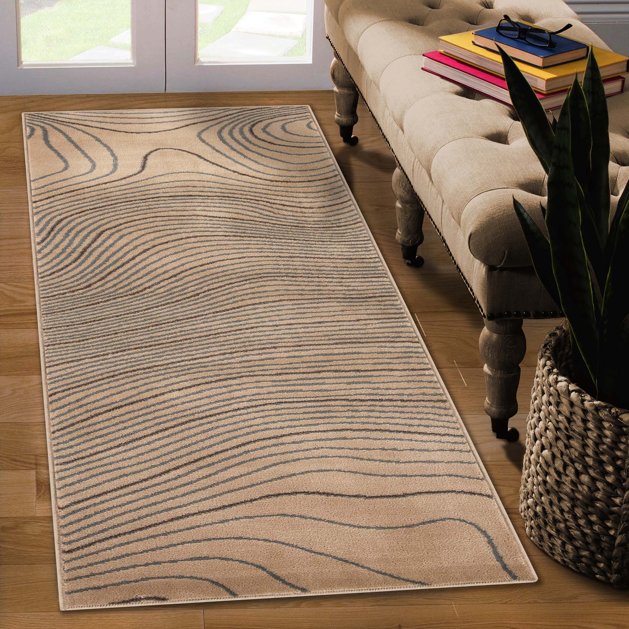 Veer Modern Abstract Wood Grain Indoor Area Rug or Runner - Omnigoodsstore