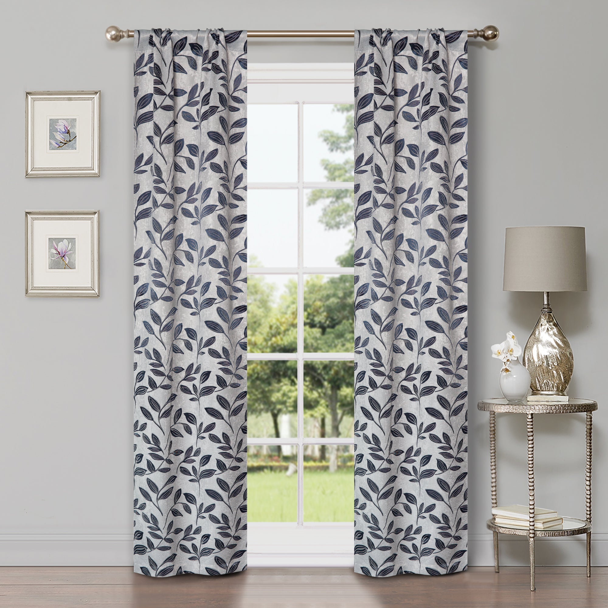 Leaves Machine Washable Room Darkening Blackout Curtains, Set of 2 - Omnigoodsstore