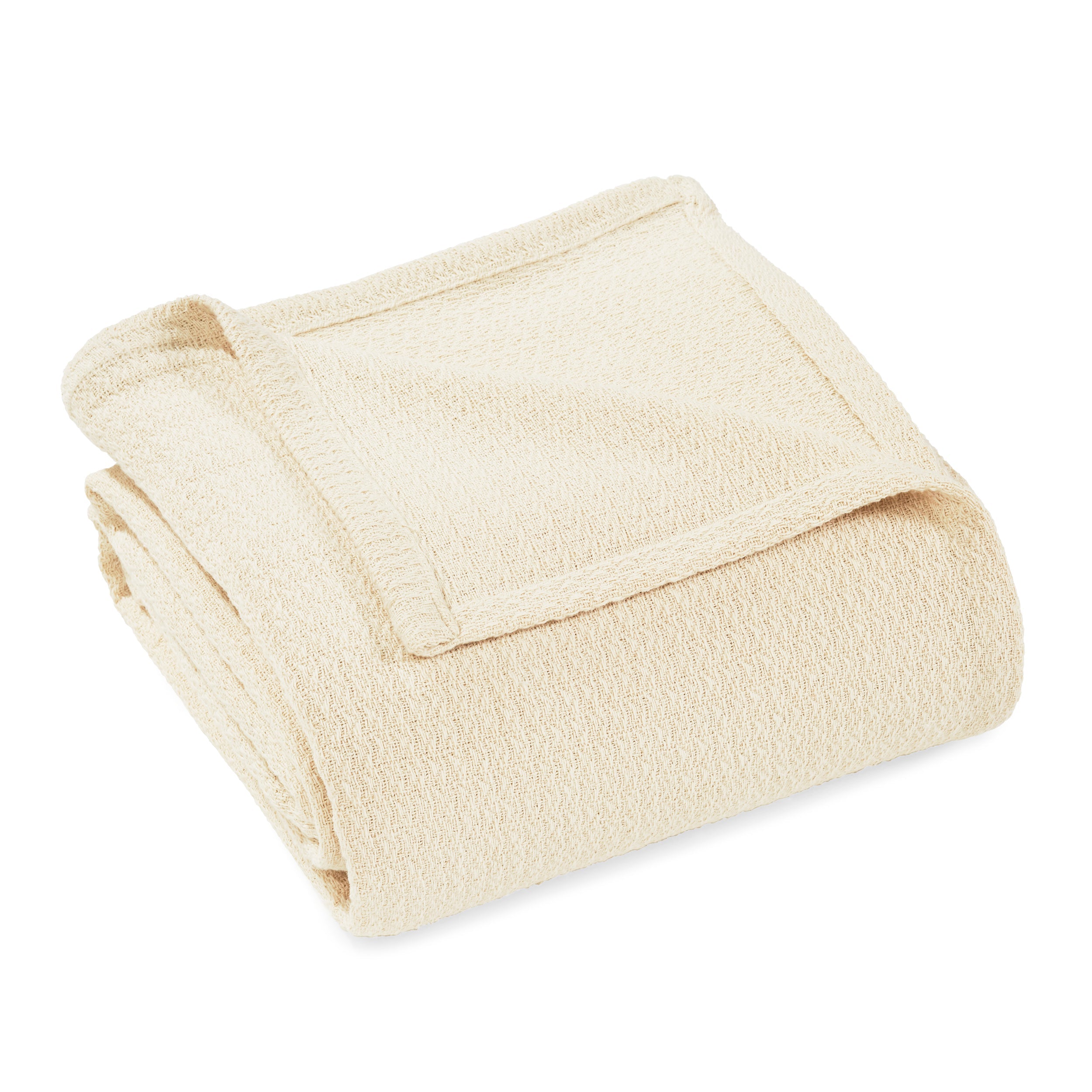 Textured Cotton Weave Solid Waffle Blanket or Throw - Omnigoodsstore