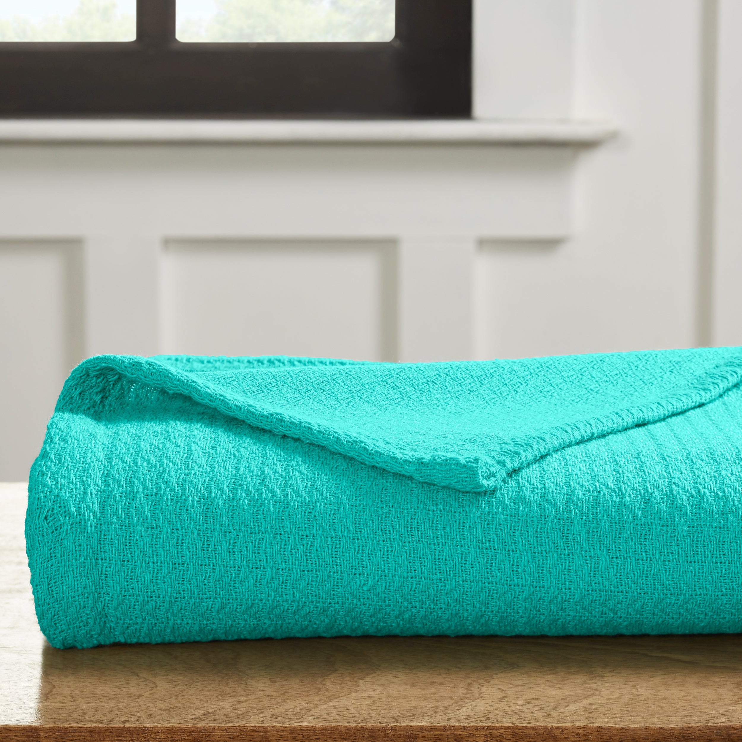 Textured Cotton Weave Solid Waffle Blanket or Throw - Omnigoodsstore