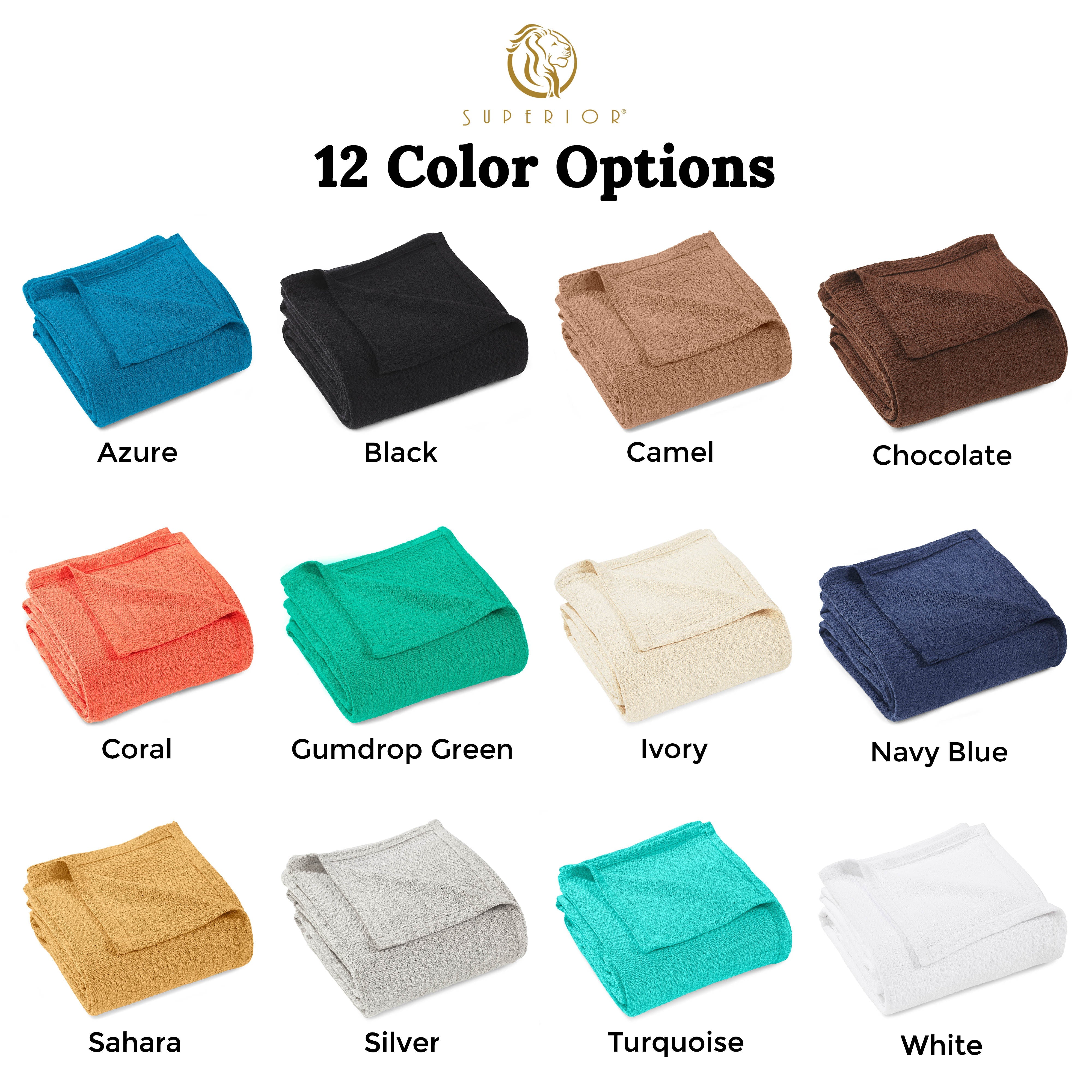 Textured Cotton Weave Solid Waffle Blanket or Throw - Omnigoodsstore