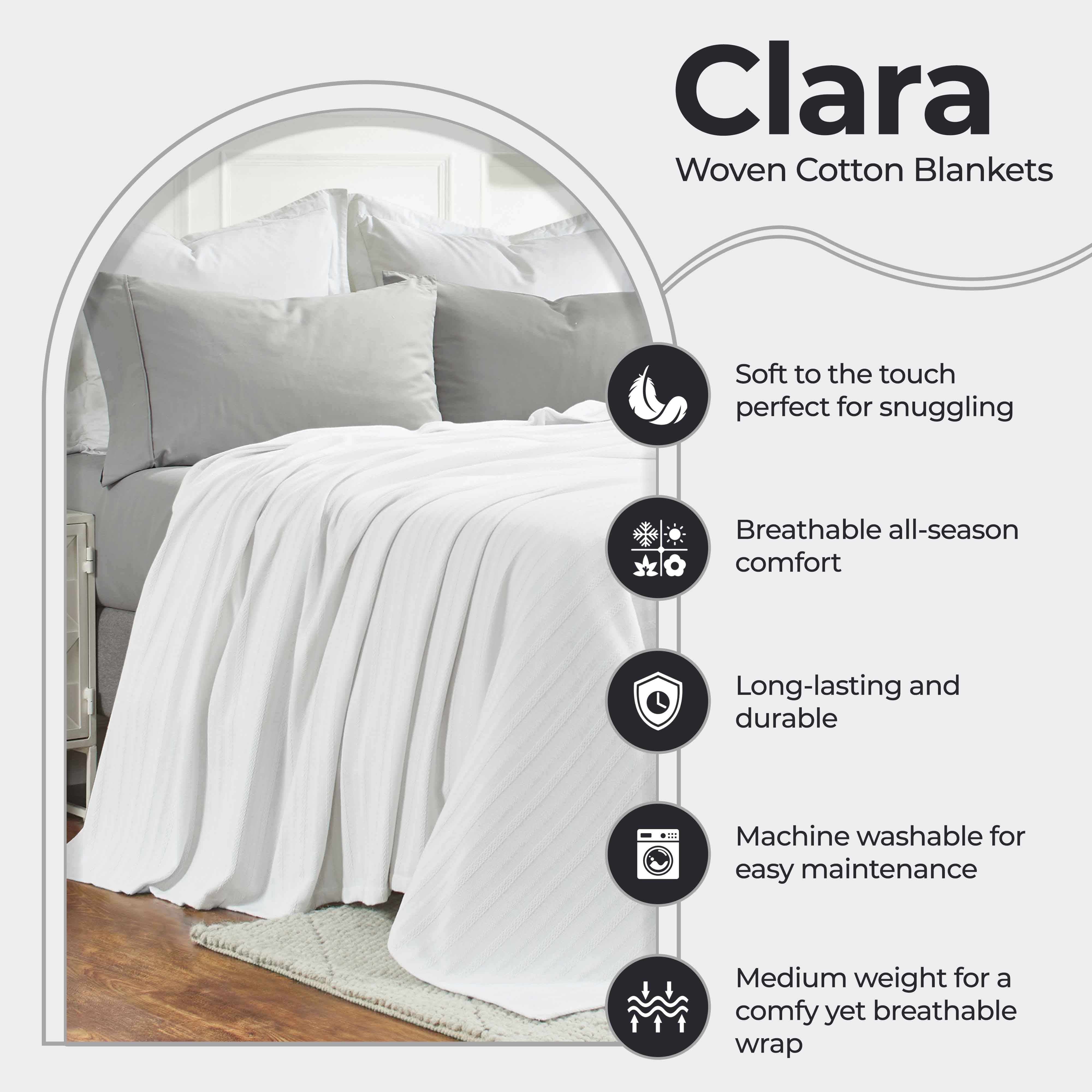 Clara Cotton Textured Striped Lightweight Woven Blanket - Omnigoodsstore