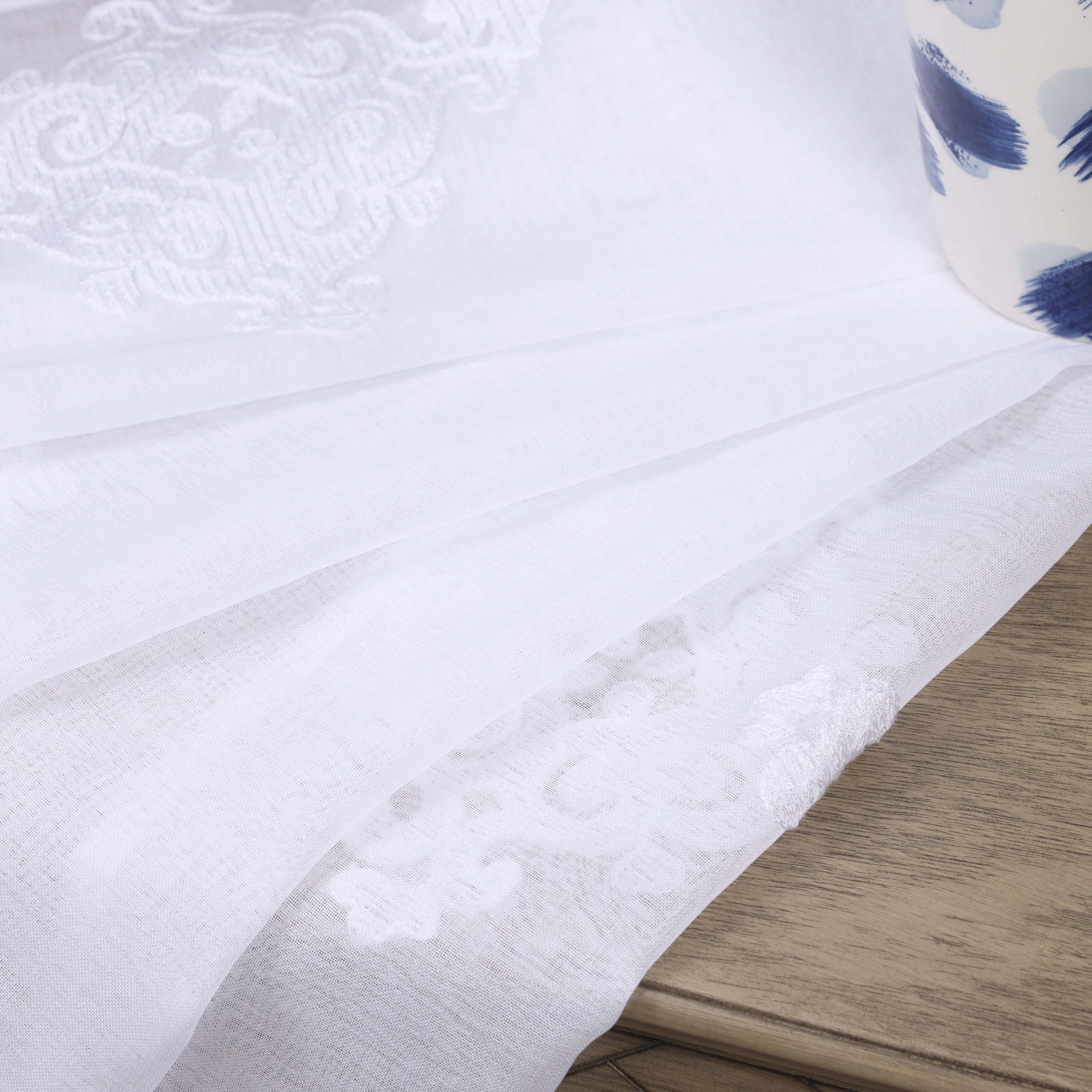 Embroidered Damask Sheer Grommet Curtain Panel Set - Omnigoodsstore