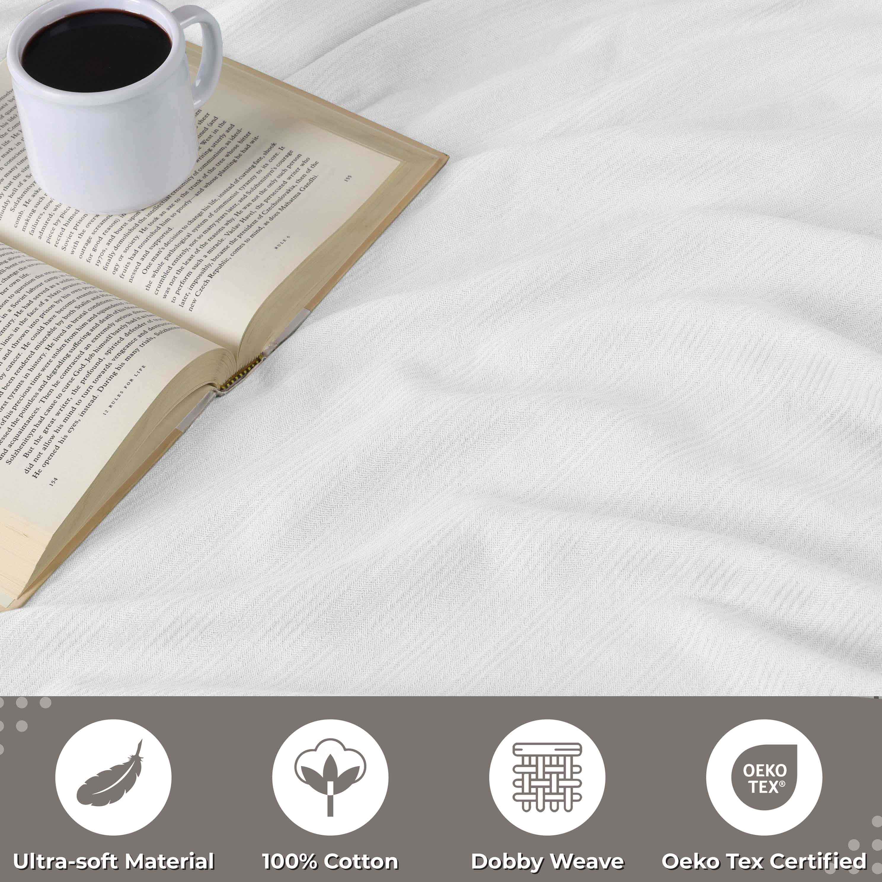 Milan Cotton Textured Striped Lightweight Woven Blanket - Omnigoodsstore