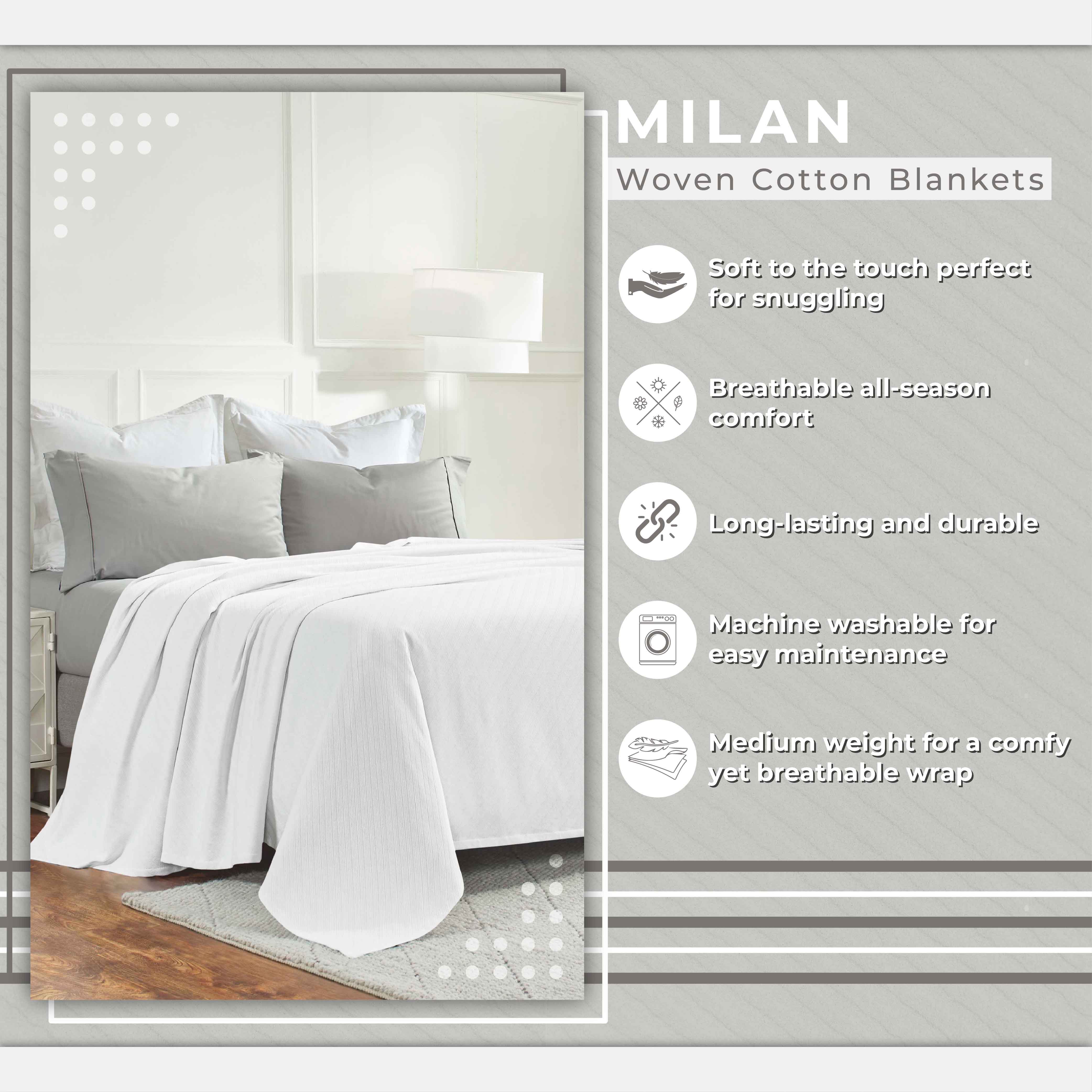 Milan Cotton Textured Striped Lightweight Woven Blanket - Omnigoodsstore